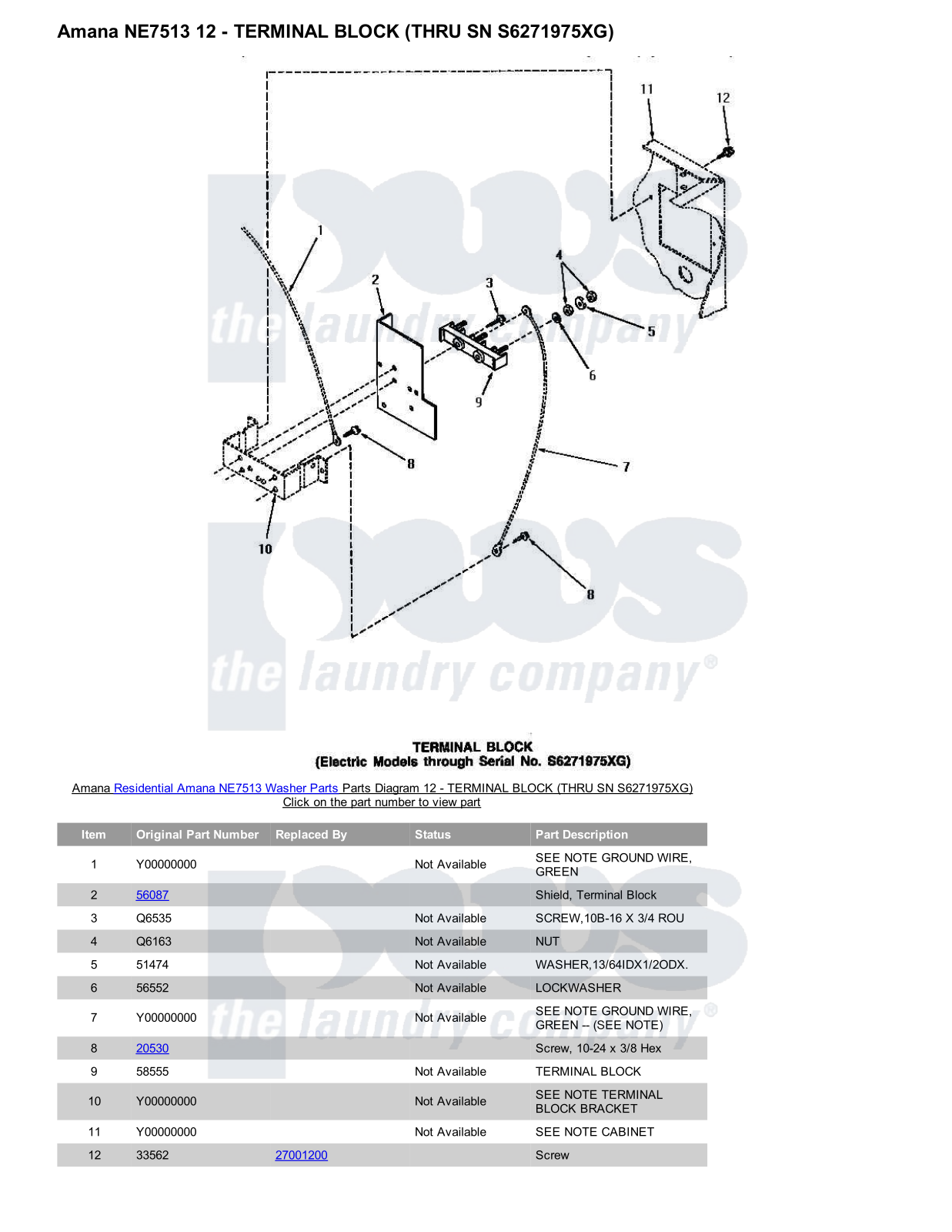 Amana NE7513 Parts Diagram