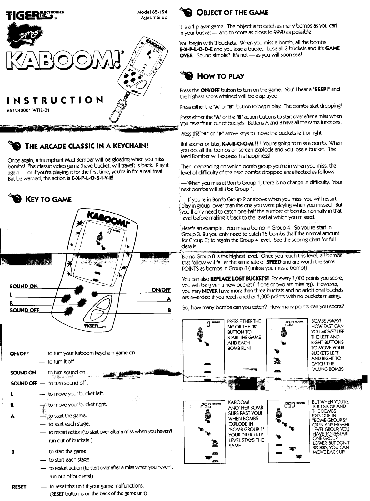 Tiger Electronics Kaboom User Manual