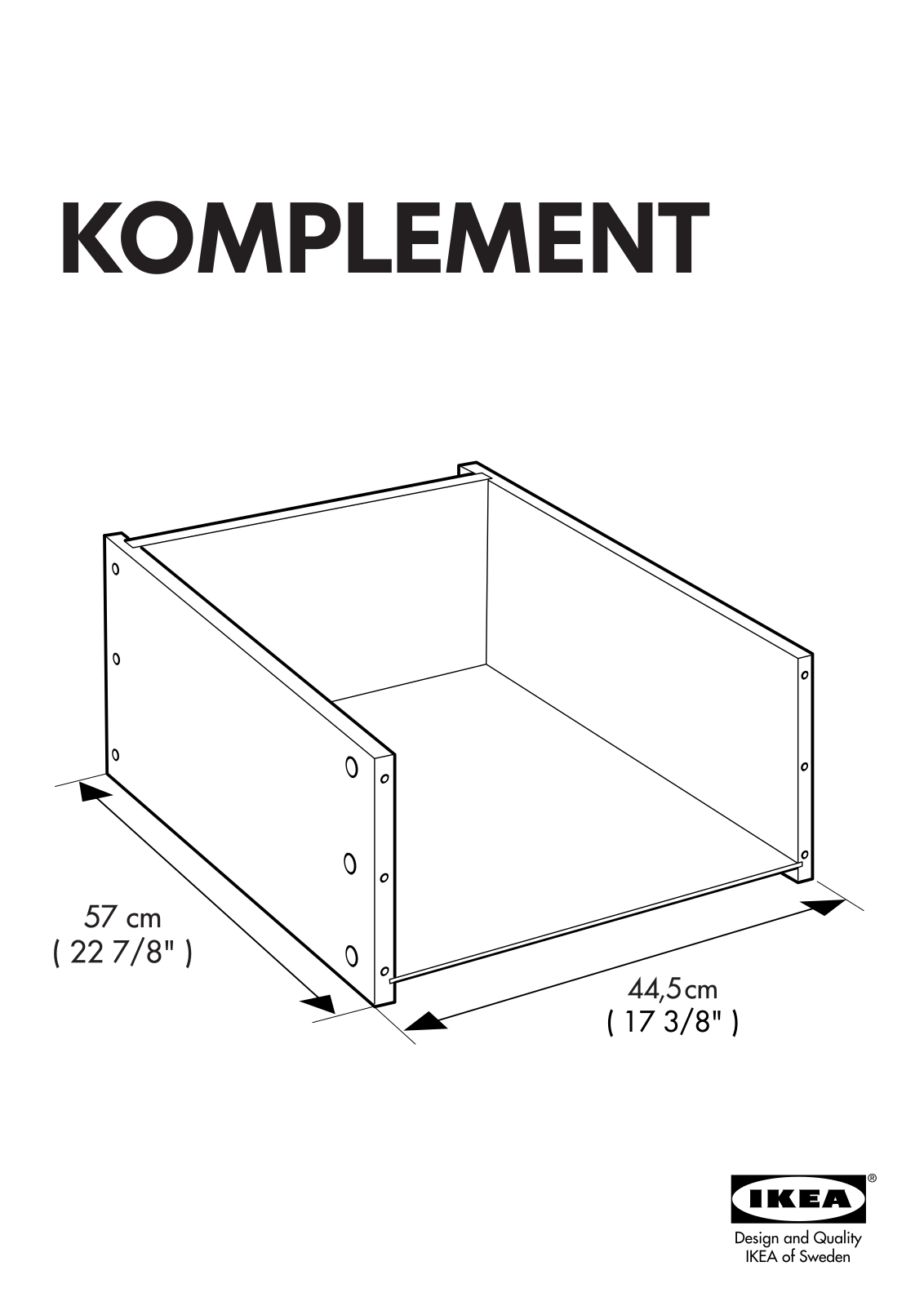 IKEA KOMPLEMENT DRAWER W-OUT FRONT 19X14 Assembly Instruction