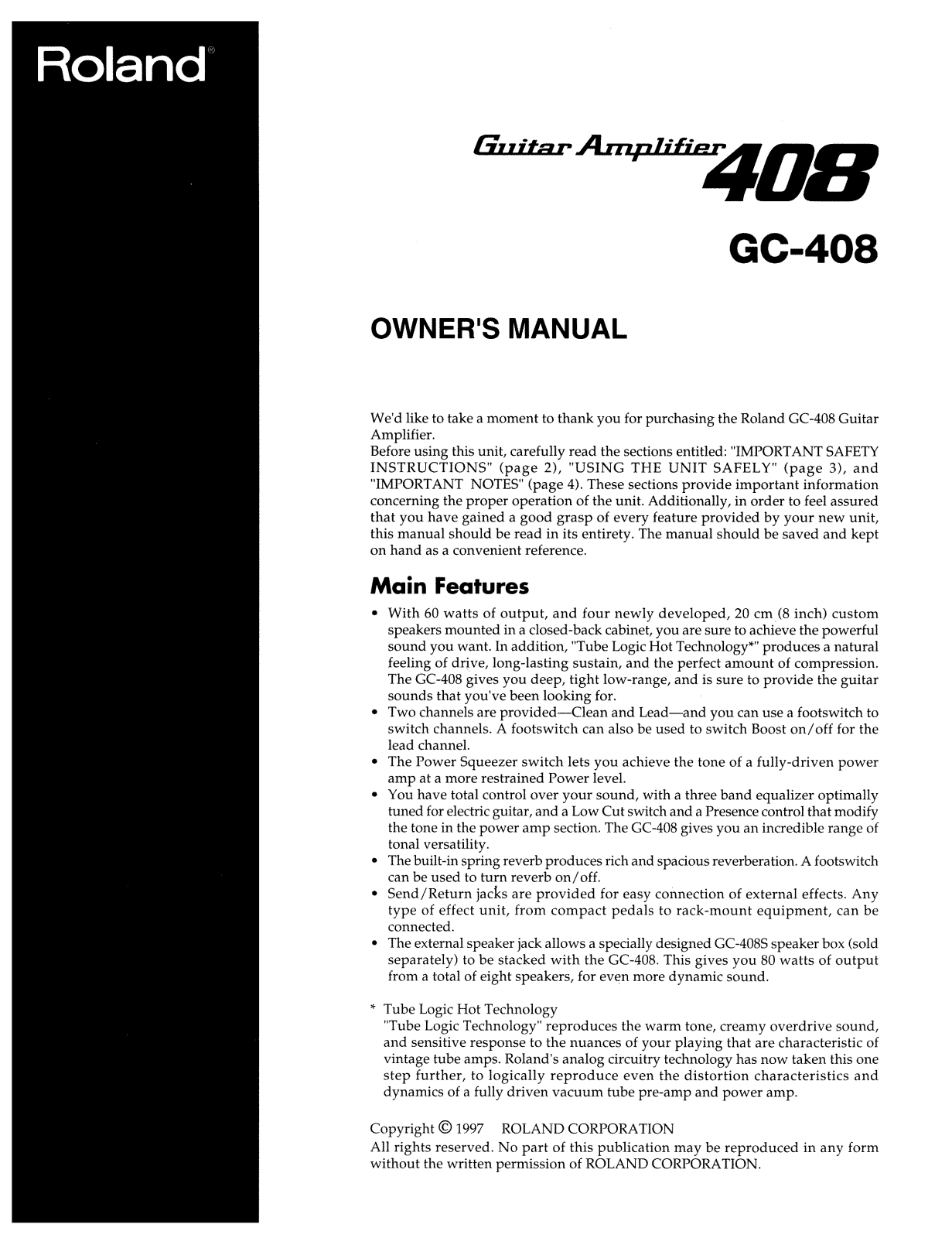 Roland Corporation GC-408 Owner's Manual