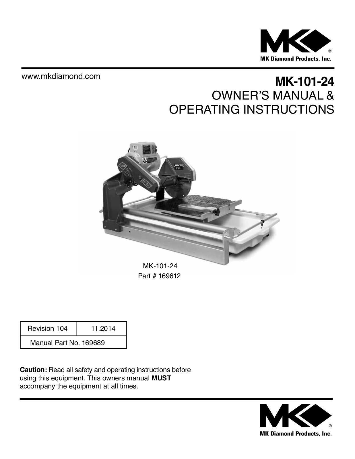 MK Diamond MK-101-24 User Manual