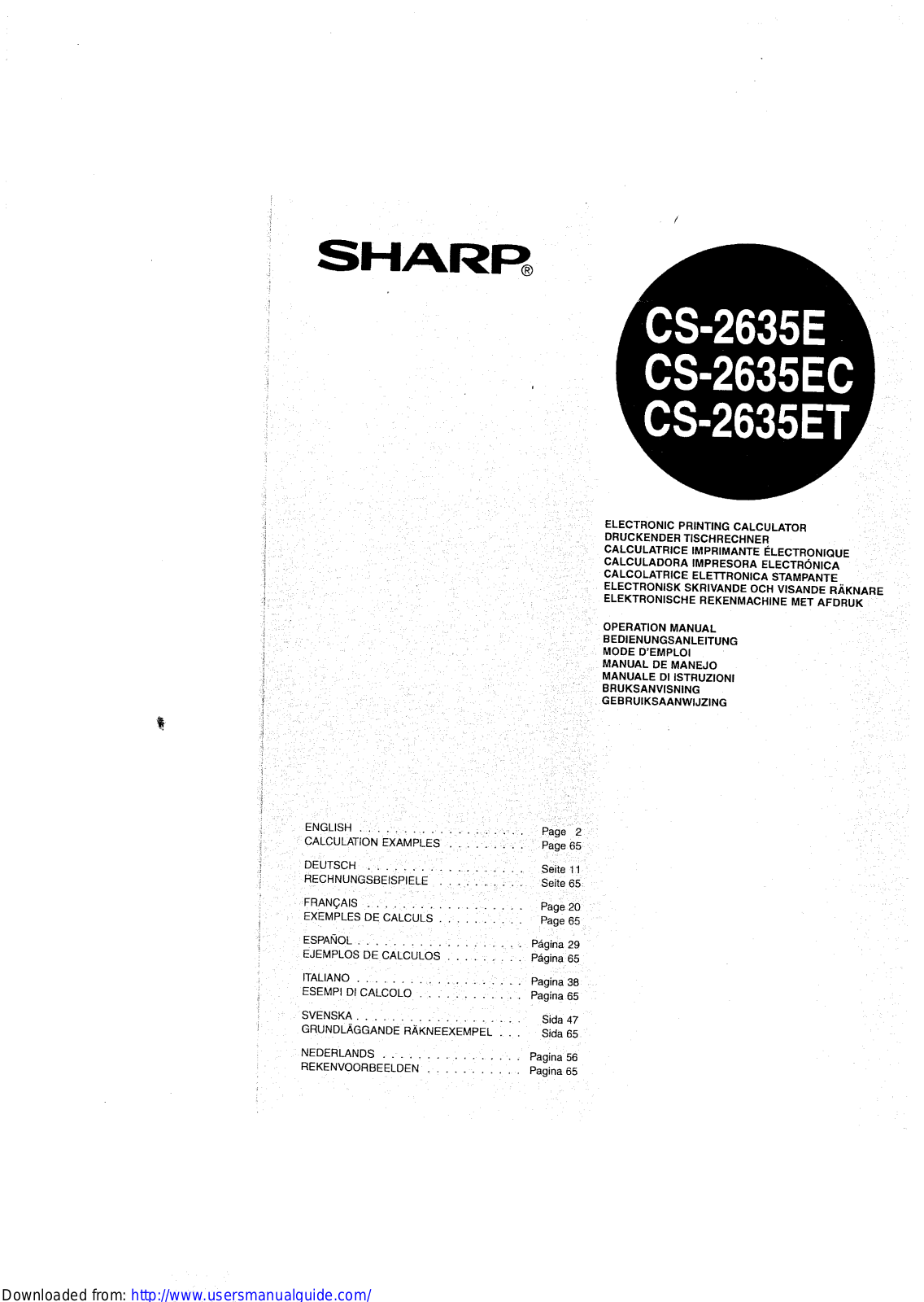 SHARP CS-2635E/EC/ET User Manual