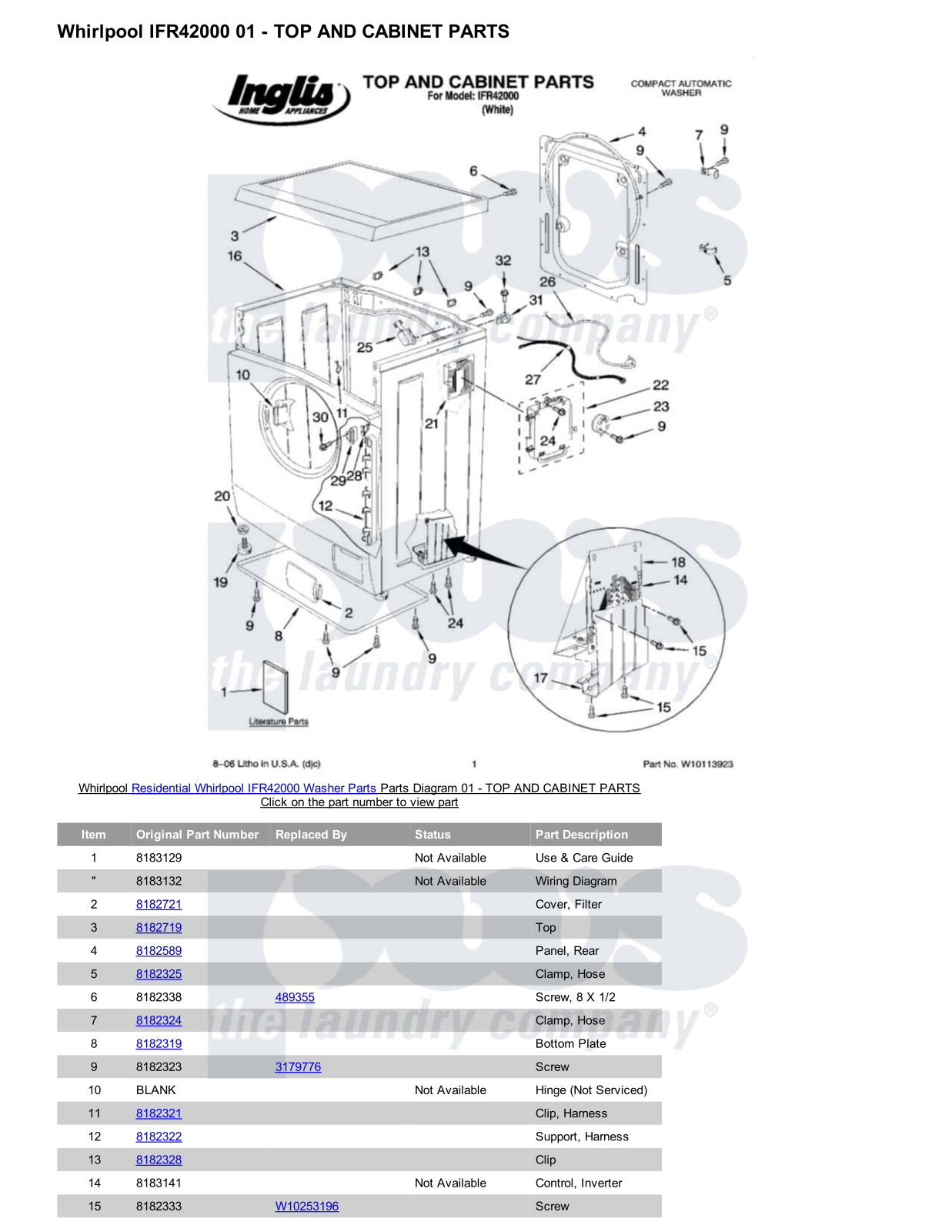 Whirlpool IFR42000 Parts Diagram