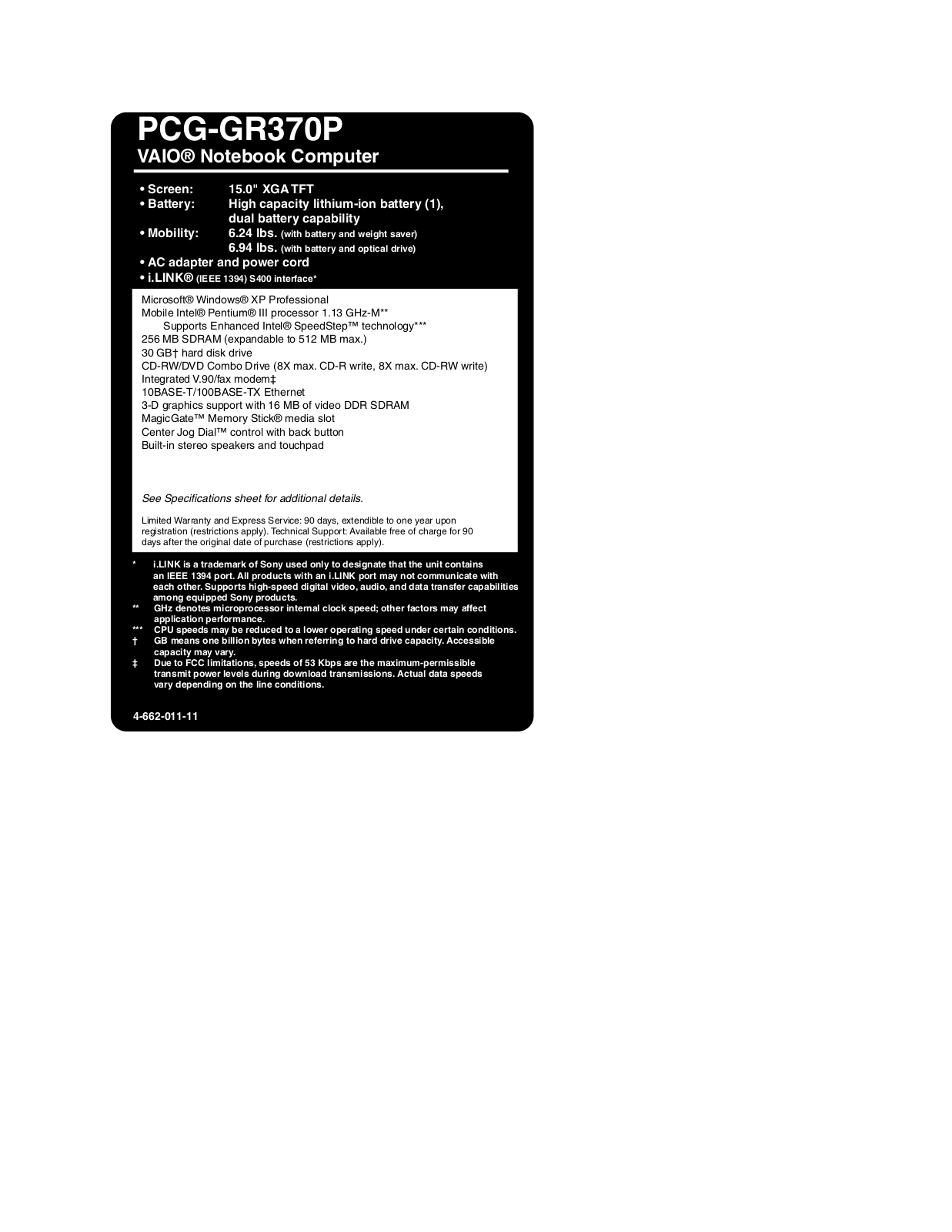 Sony PCG-GR370P User Manual