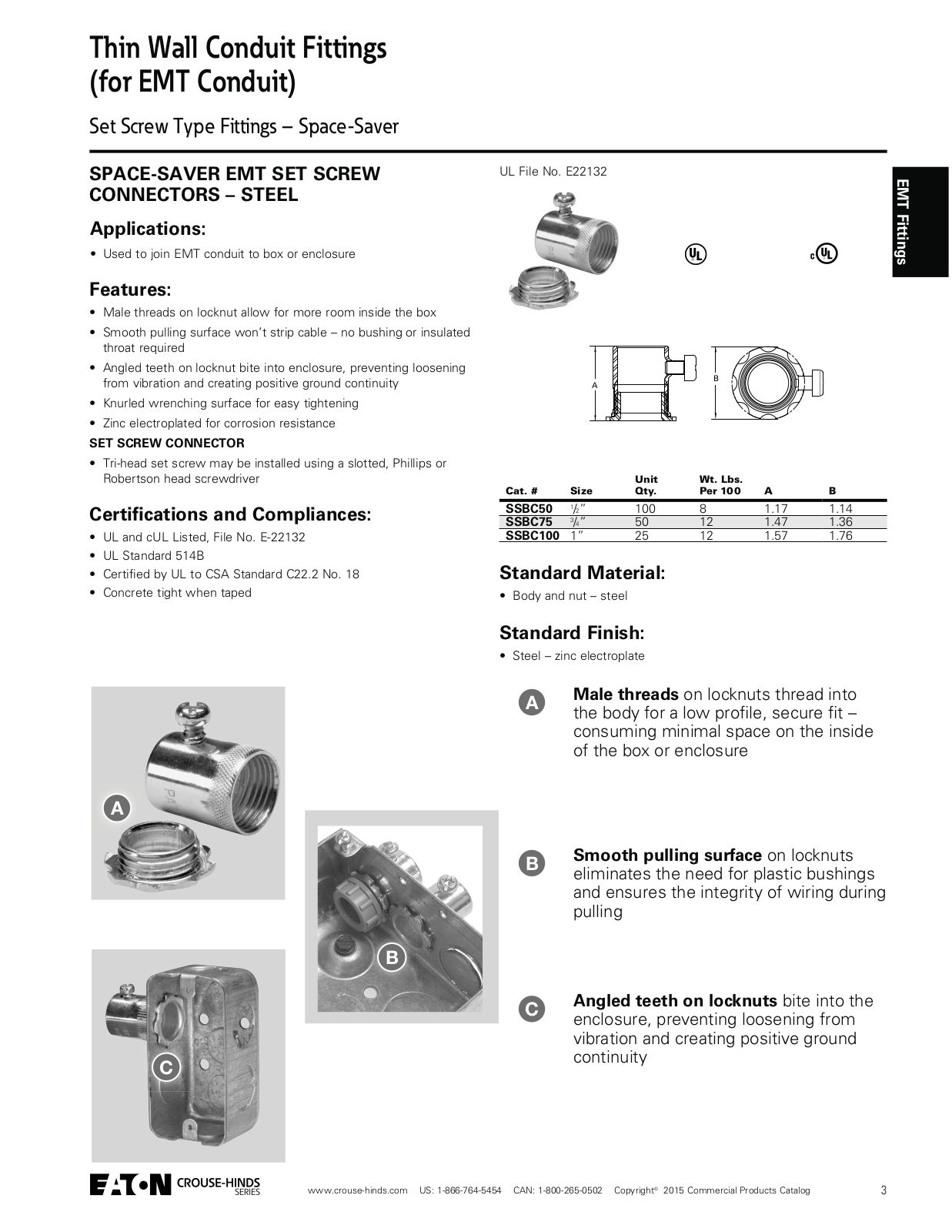 Crouse Hinds EMT Fittings Catalog Page