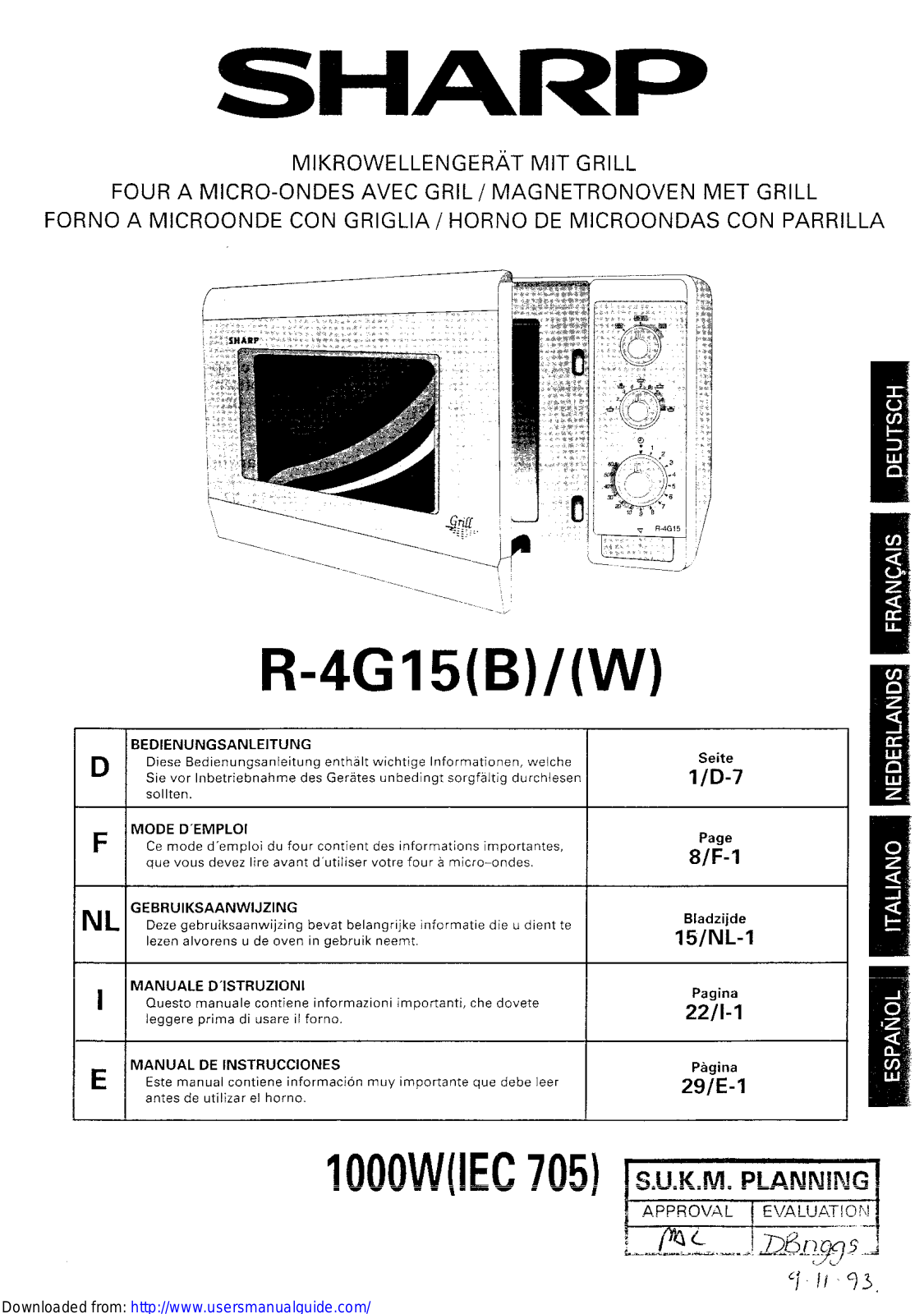 SHARP R-4G15 User Manual