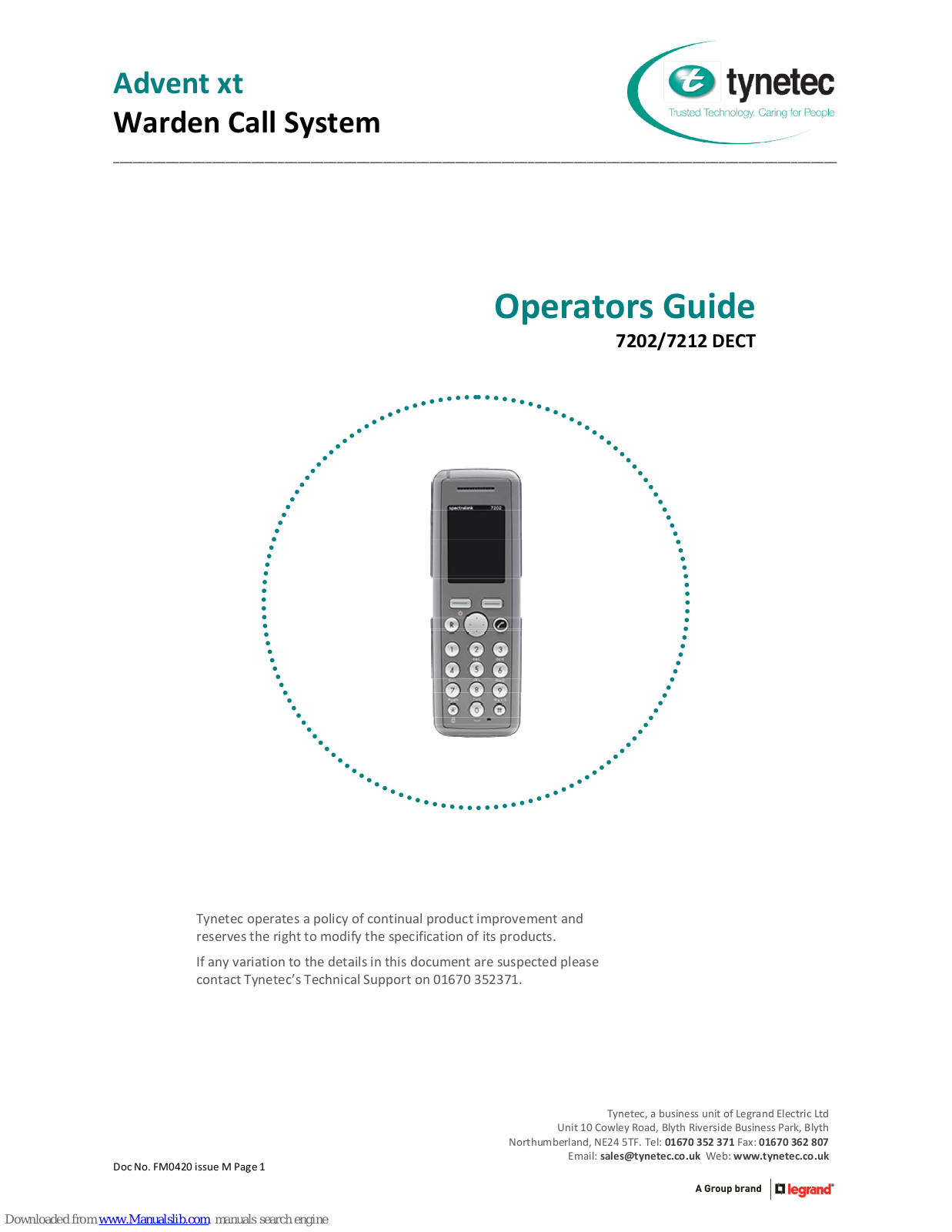 Tynetec 7202, 7212 DECT Operator's Manual