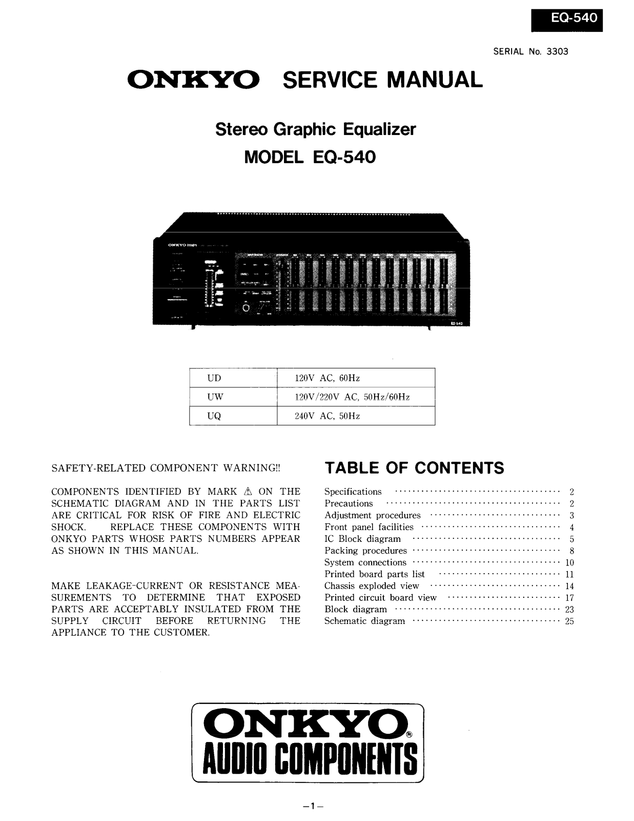 Onkyo EQ-540 Service manual