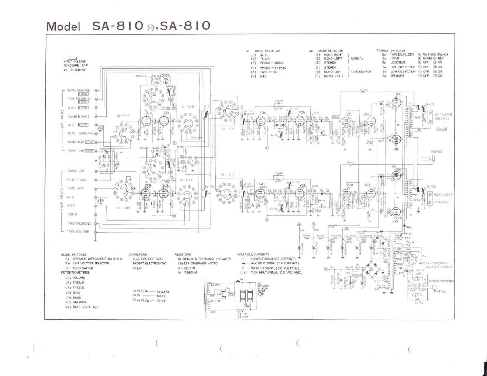 Pioneer SA-810 Schematic