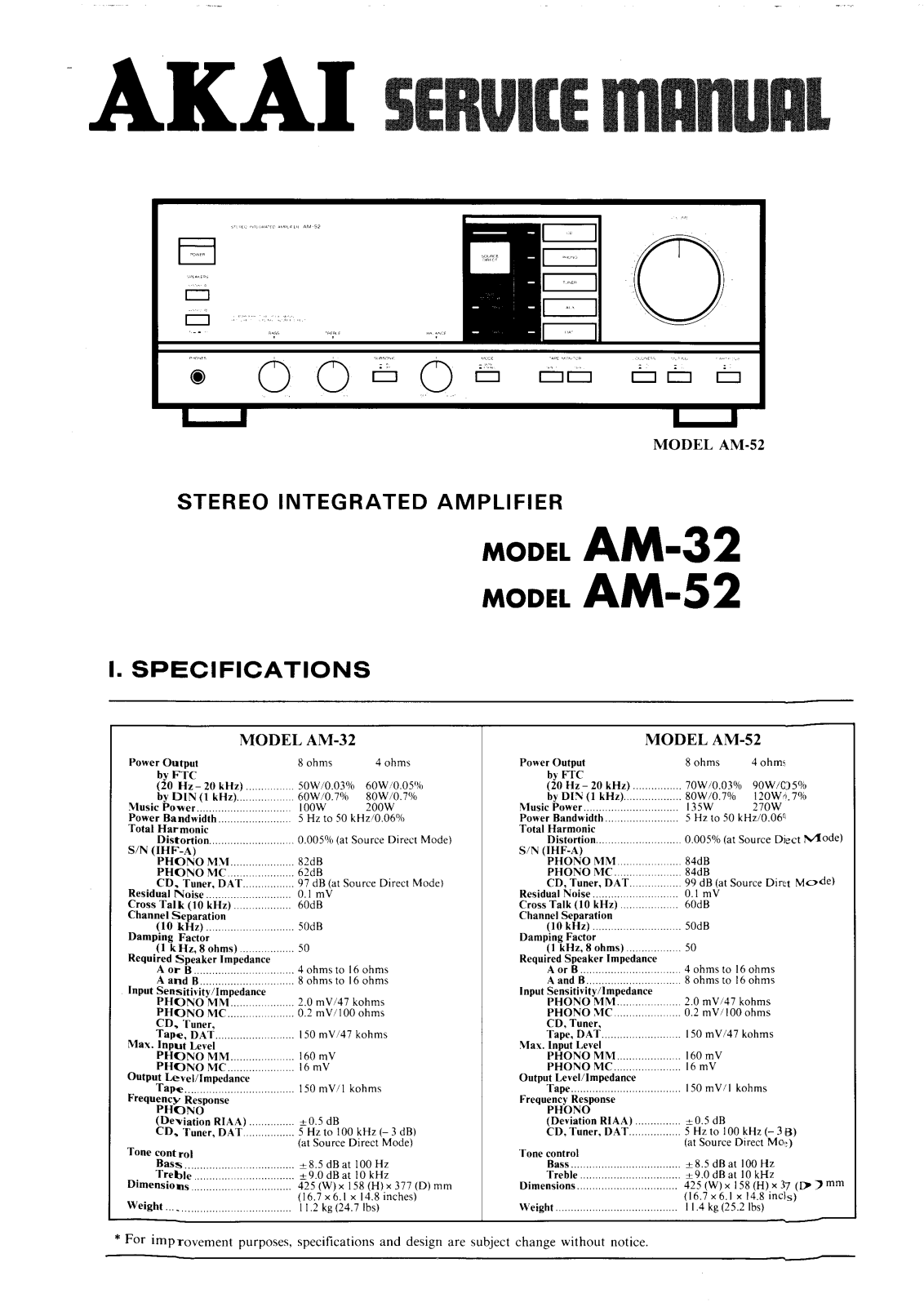 Akai AM-32, AM-52 Service manual