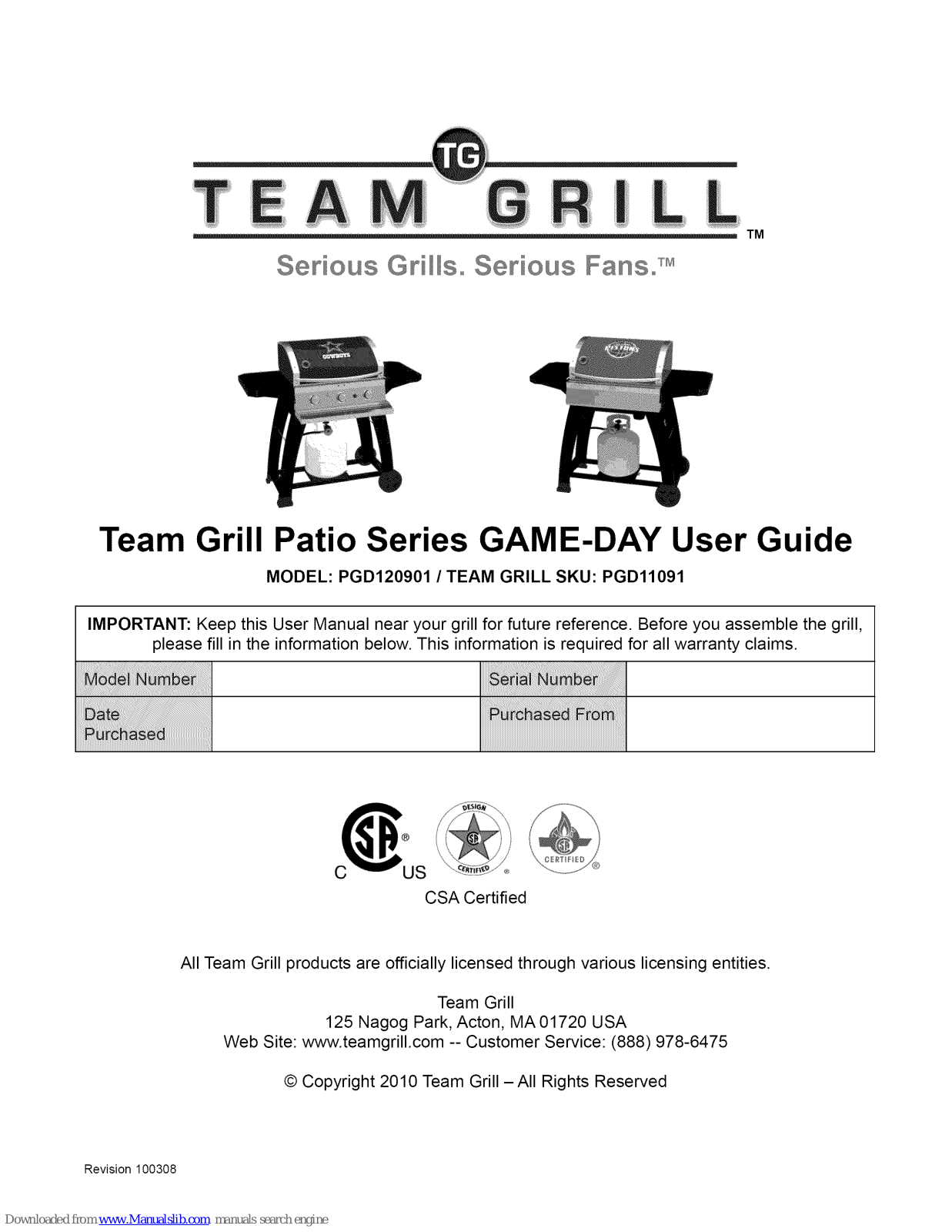 Team Grill pgd, 120901/pgd11091, PGD120901, PGD11091 User Manual - ManualMachine.com
