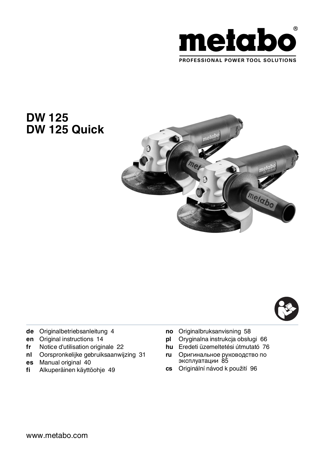 Metabo DW 125 Quick User Manual