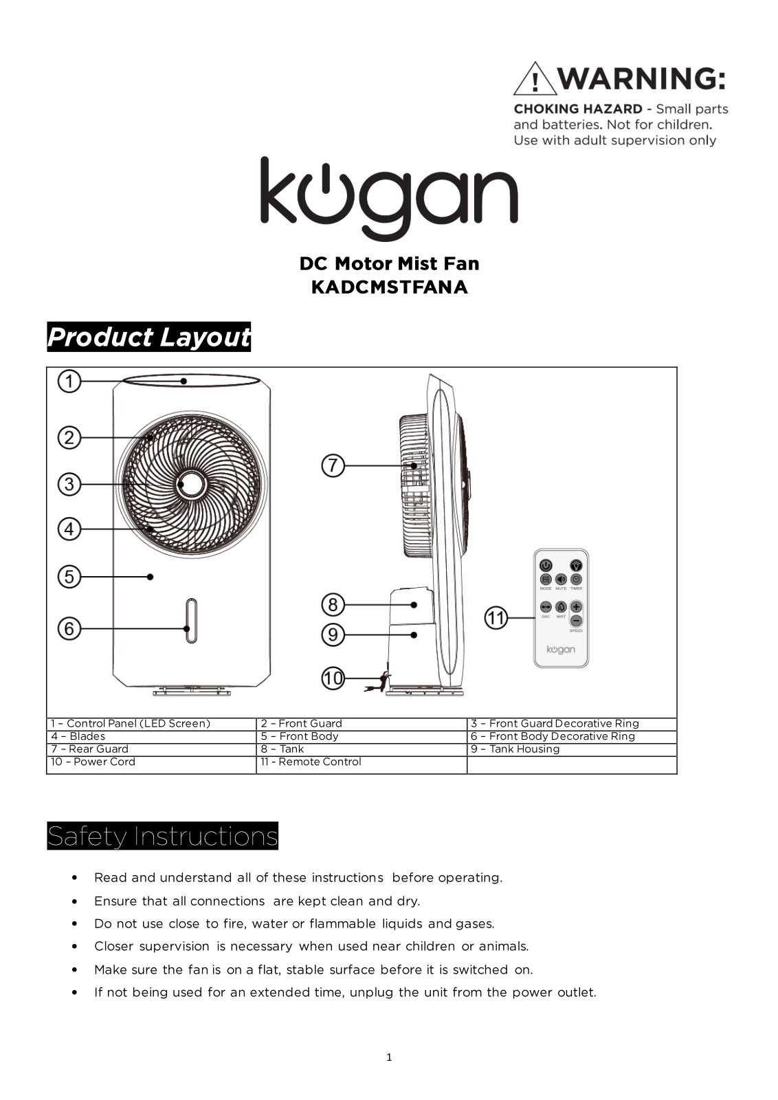 Kogan Kadcmstfana User Manual