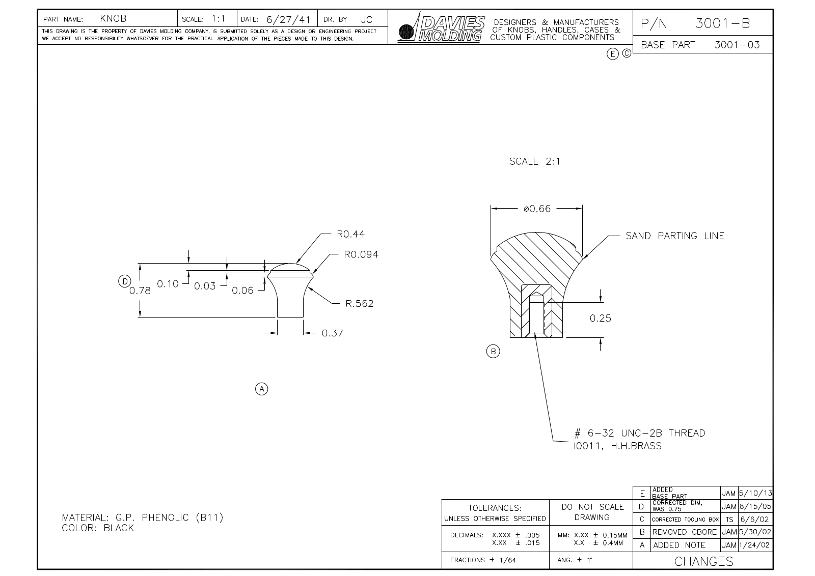 Davies Molding 3001-B Reference Drawing