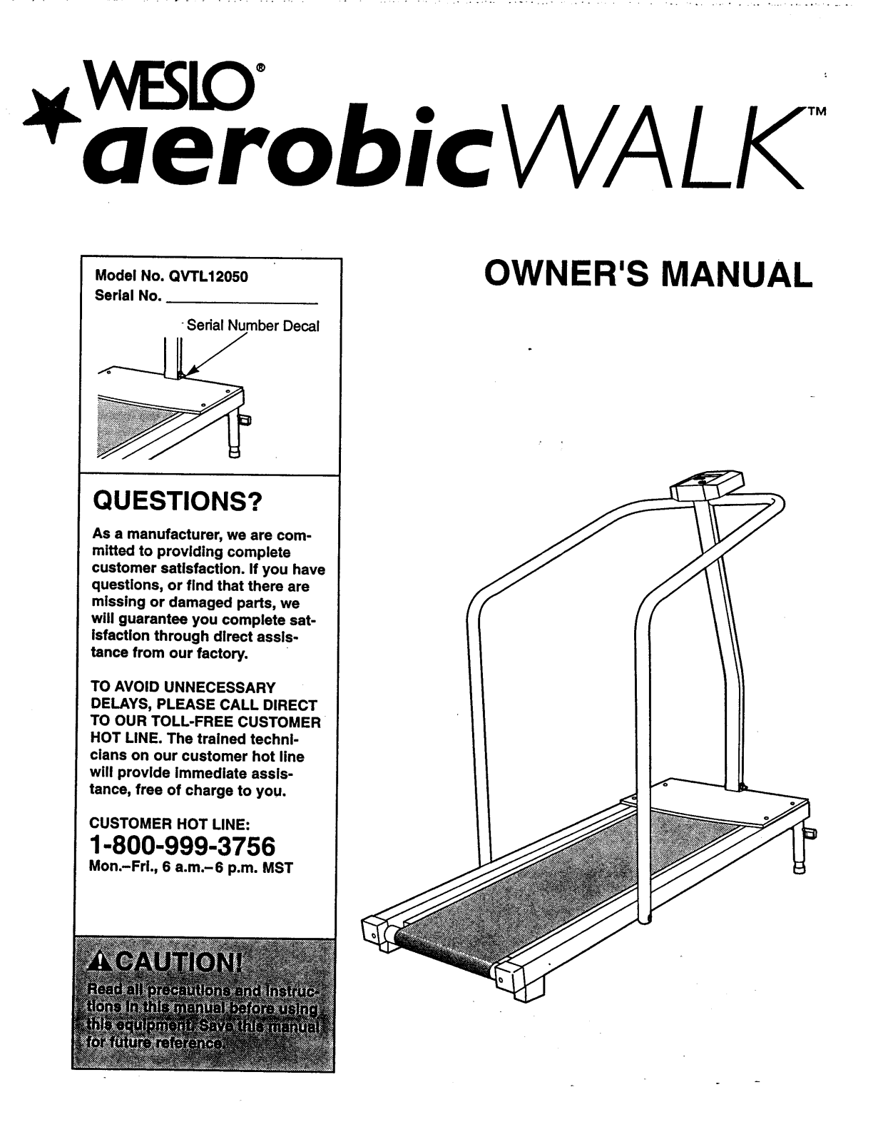 Weslo QVTL12050 Owner's Manual