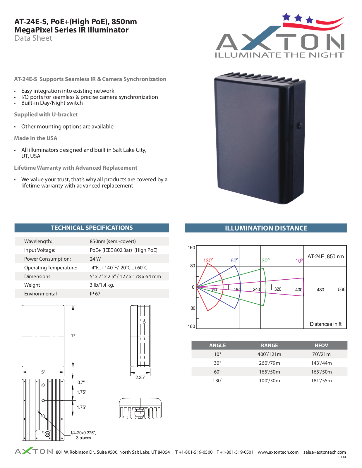 AXTON AT-24E-S Specsheet