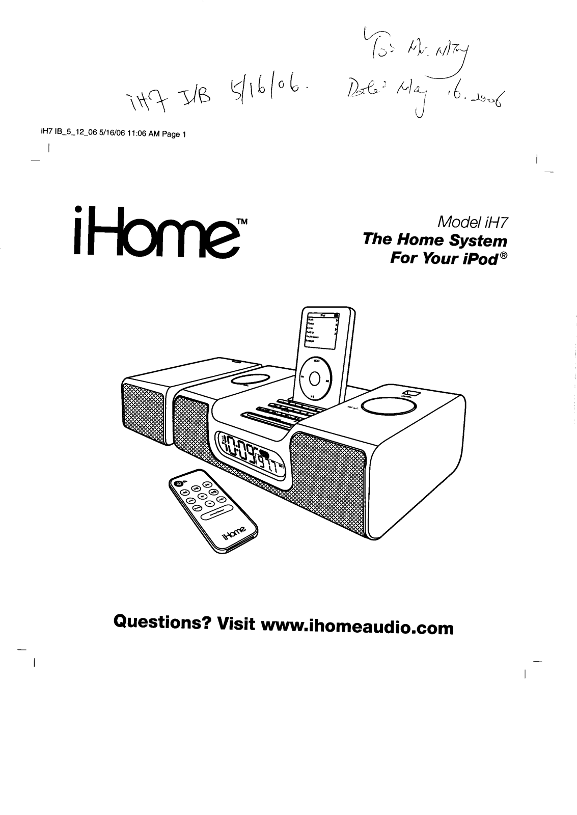 SDI Technologies IH7RC Users Manual