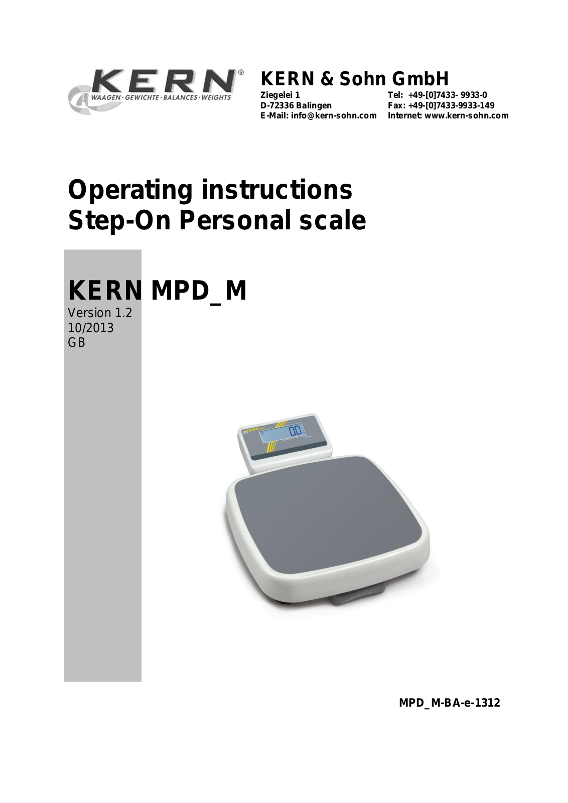 KERN & SOHN MPD 250K100M User Manual