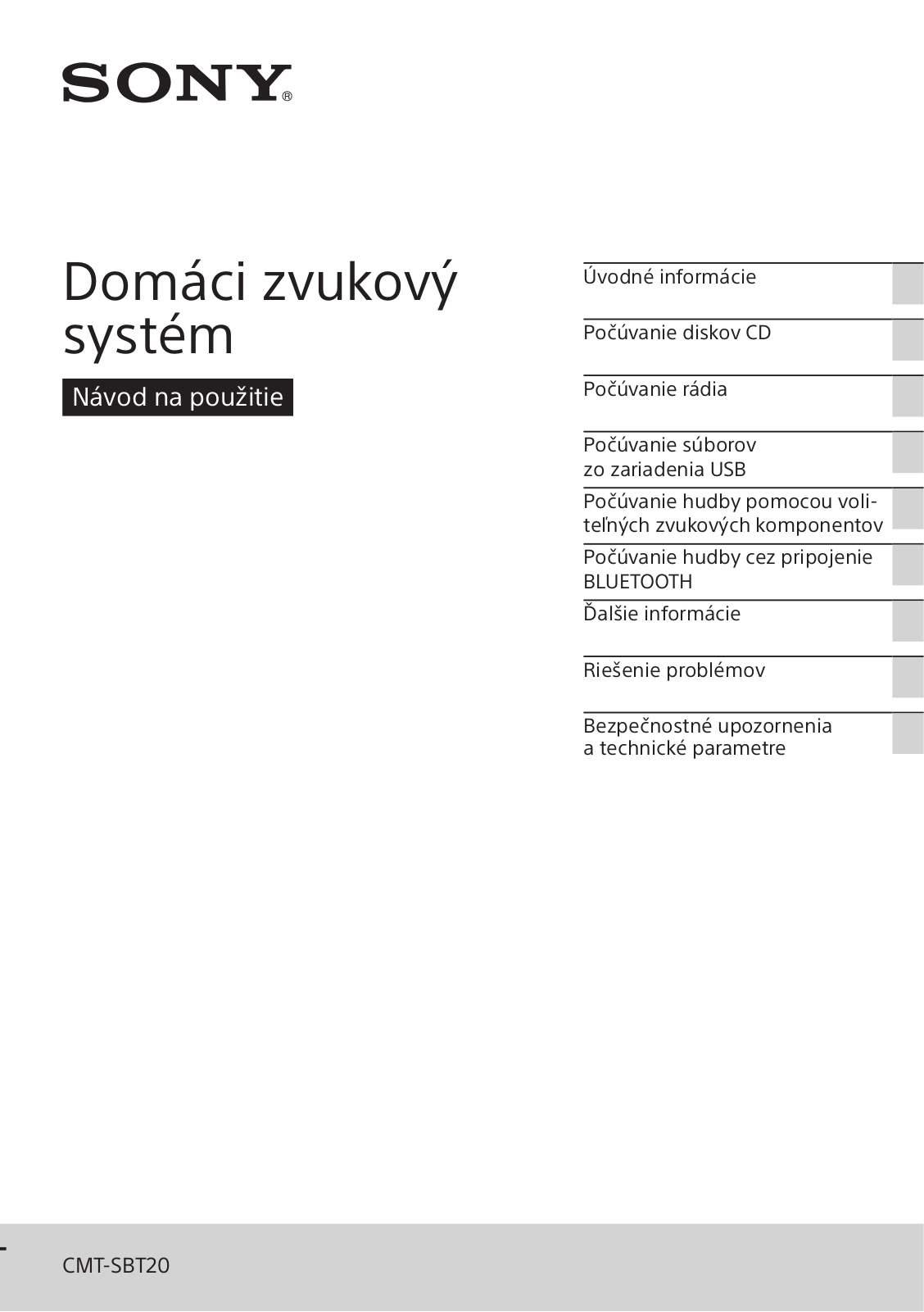 Sony CMT-SBT20 User Manual