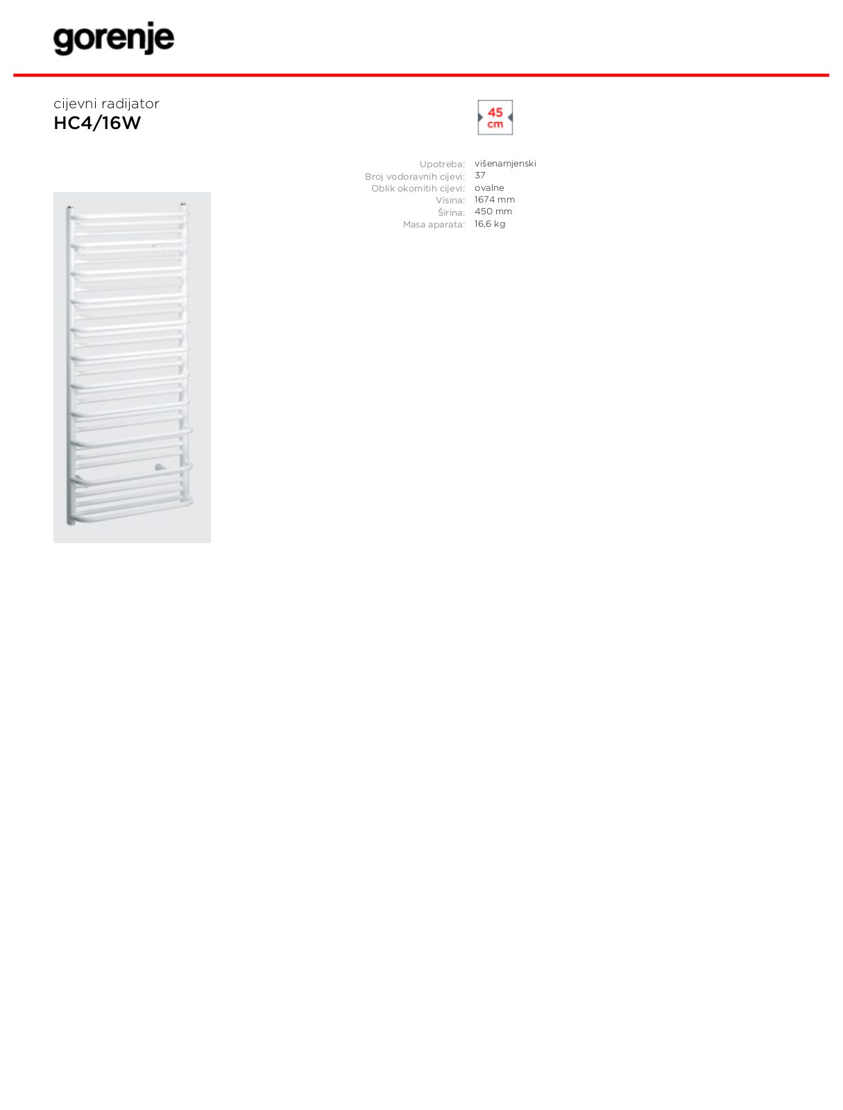 Gorenje HC4-16W DATASHEET