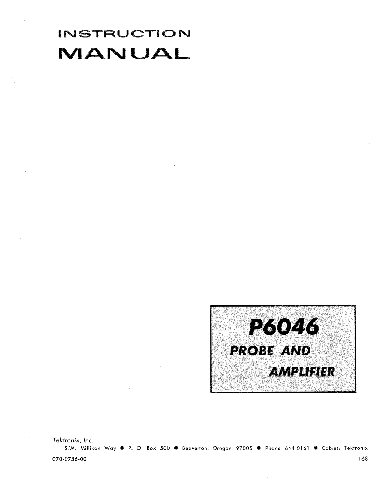 Tektronix P6046 User Manual