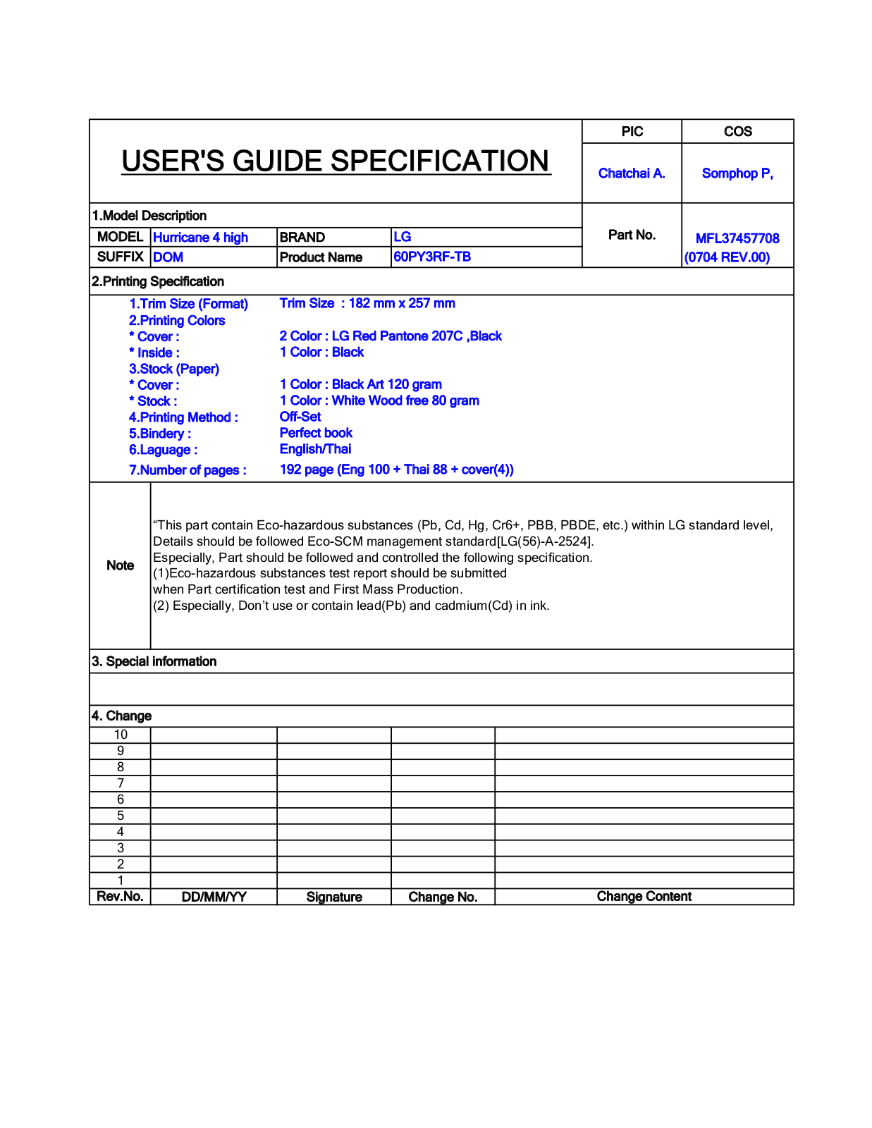 LG 42LB7RF, 47LB1RF, 60PY3RF User manual