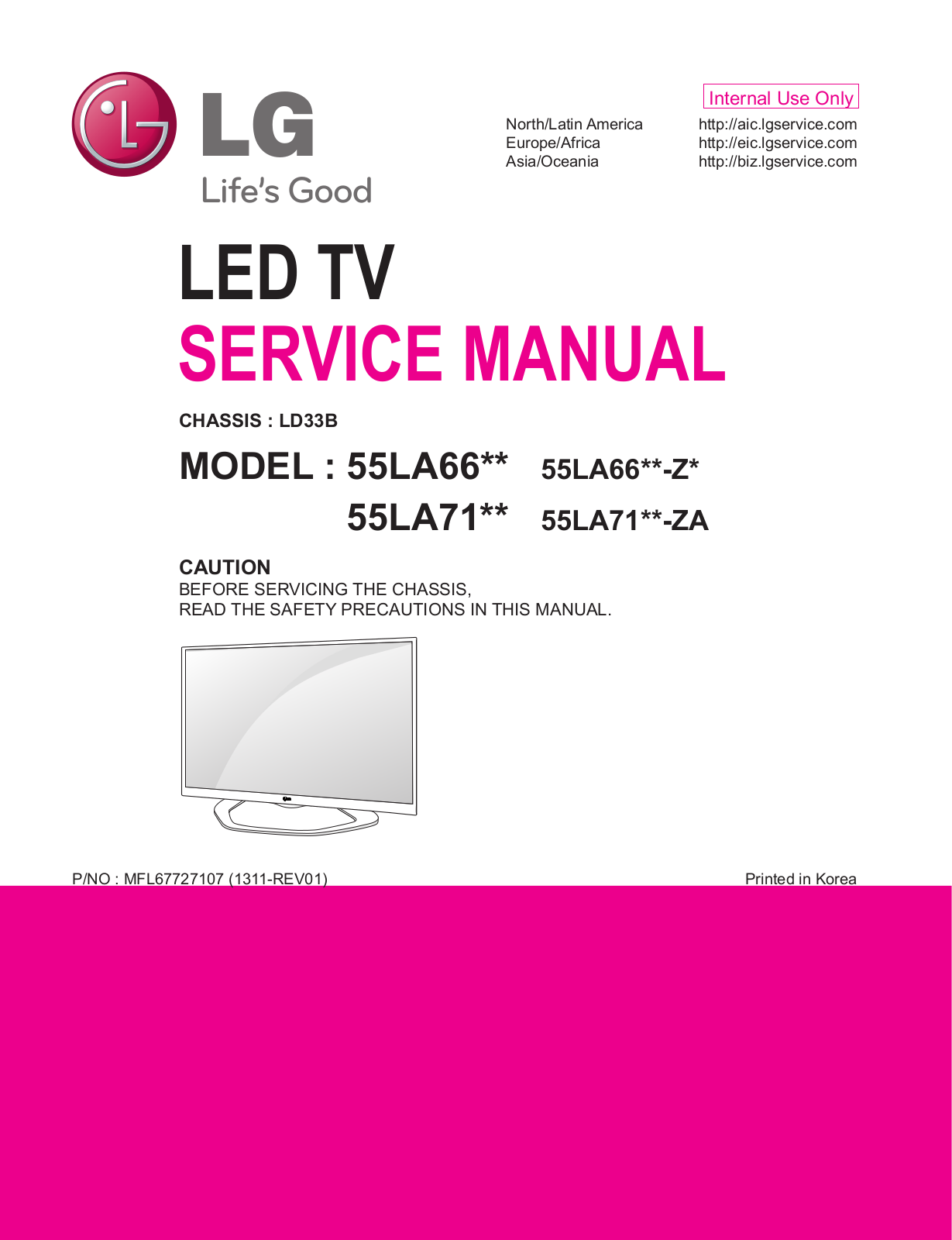 LG 55LA660S, 55LA660V, 55LA662V, 55LA667S, 55LA667V Service manual