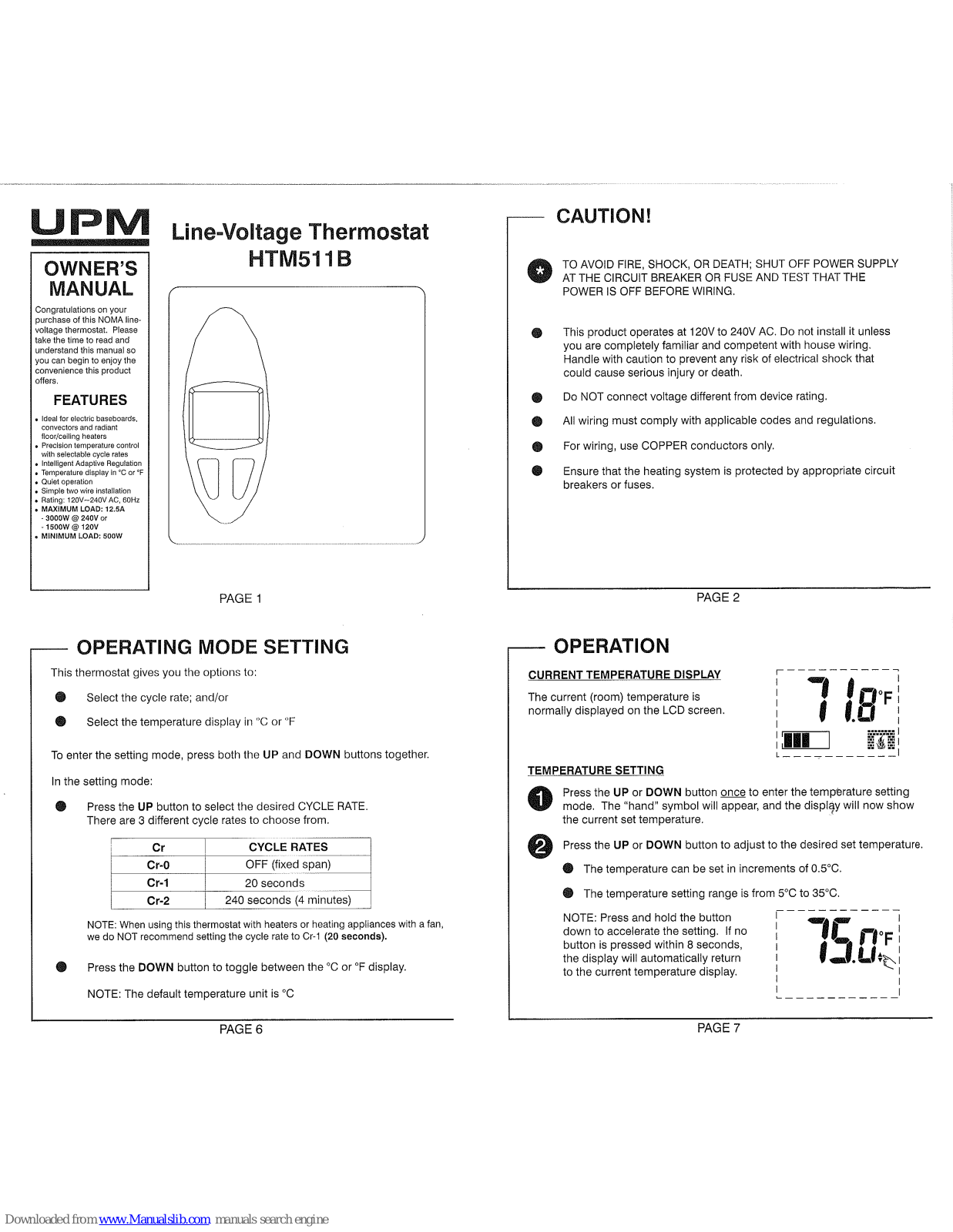 UPM HTM511B Owner's Manual