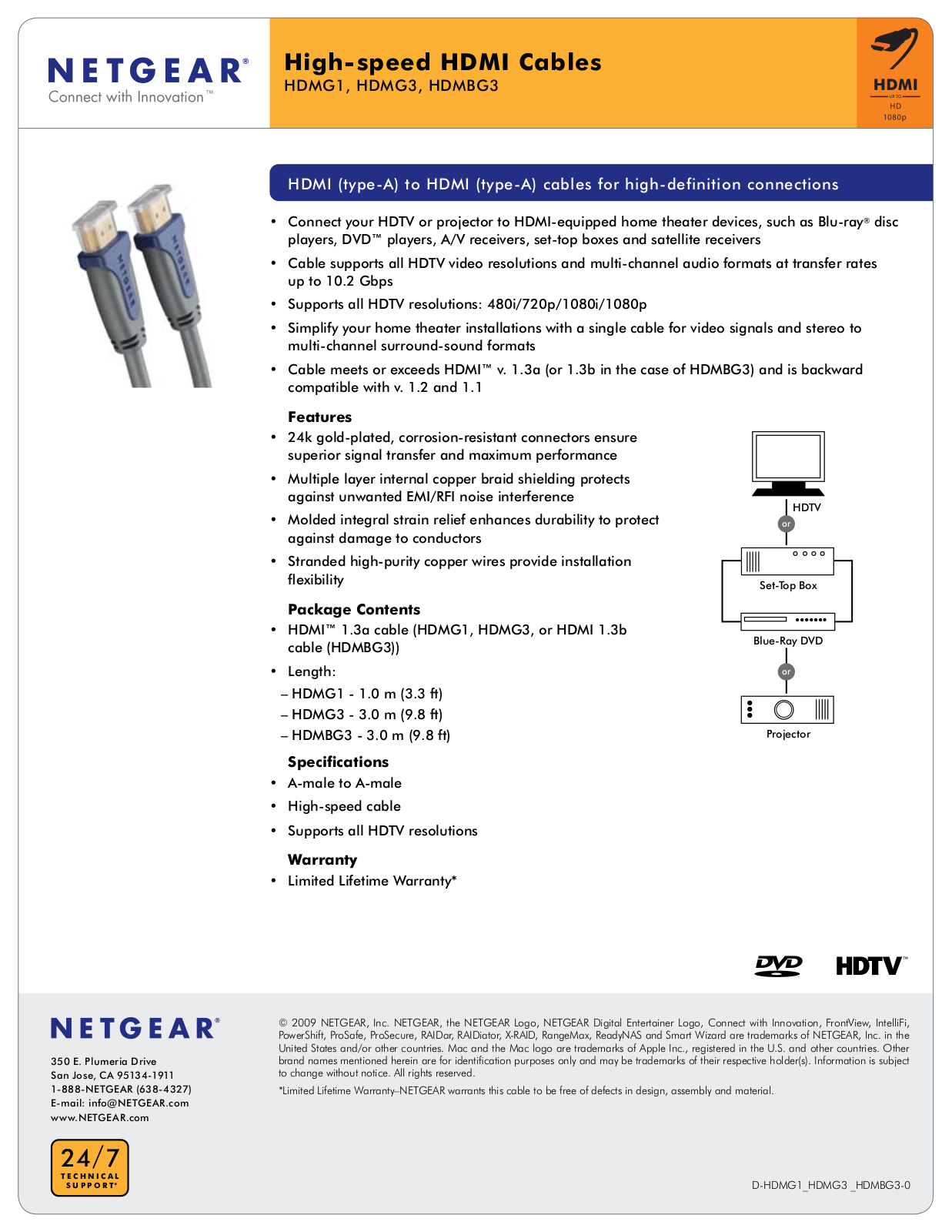 Netgear HDMI Cables Data Sheet