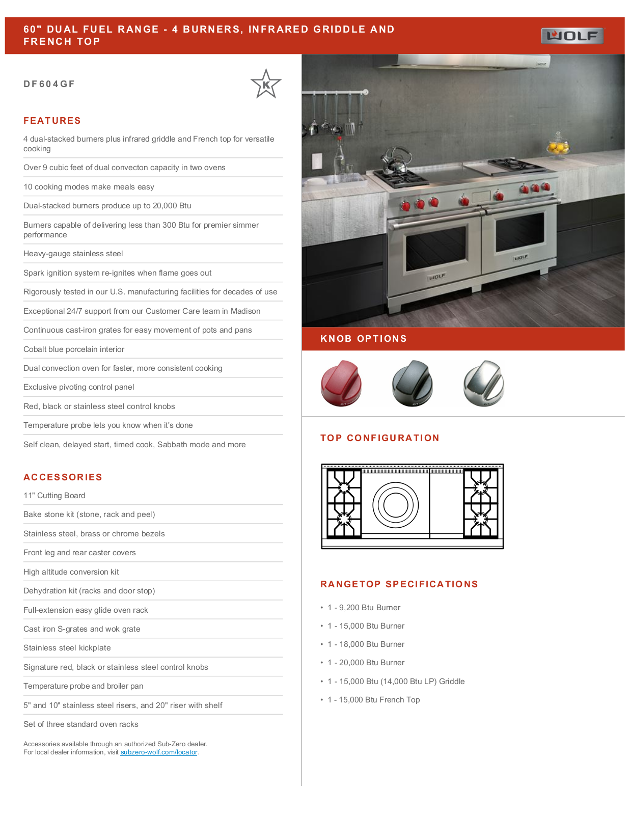 Wolf DF604GFLP Specs