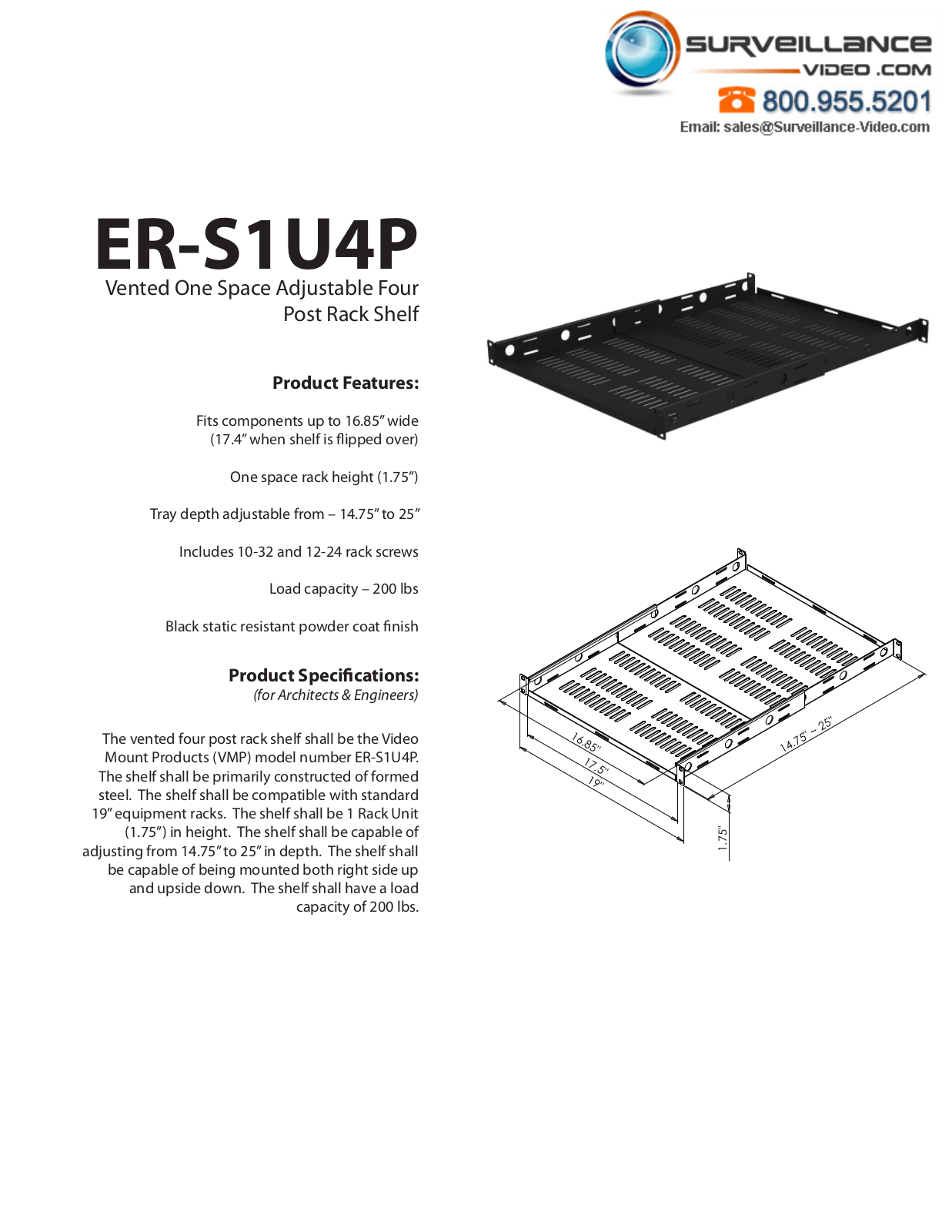 VMP ER-S1U4P Specsheet