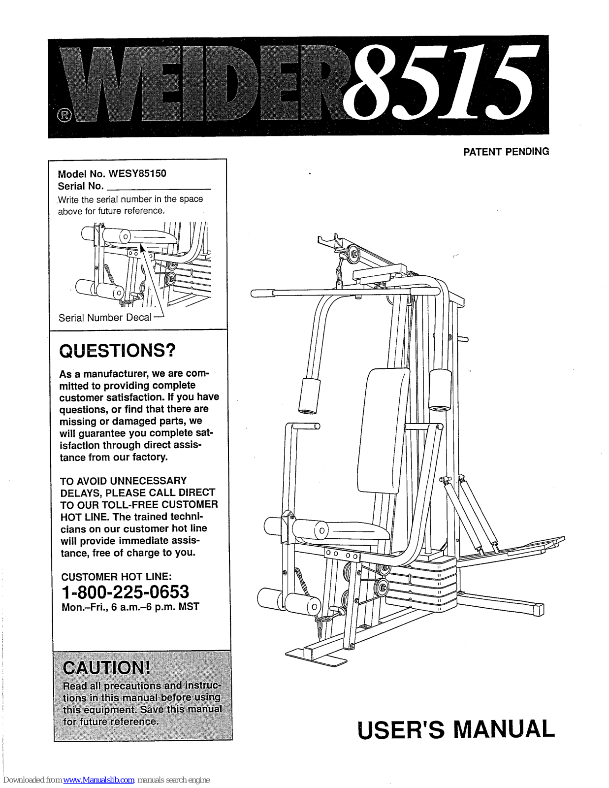 Weider WESY85150 User Manual