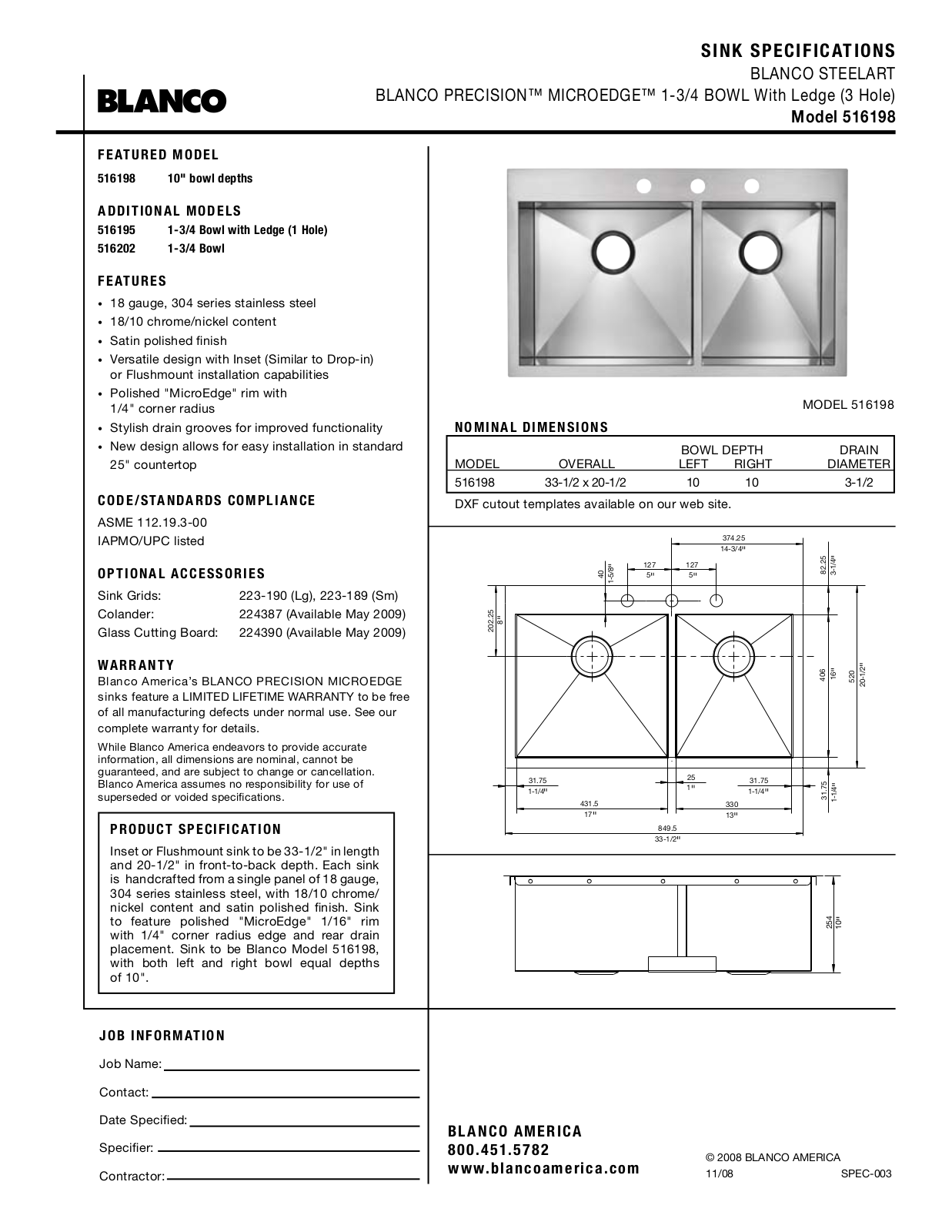 Blanco 516198 User Manual