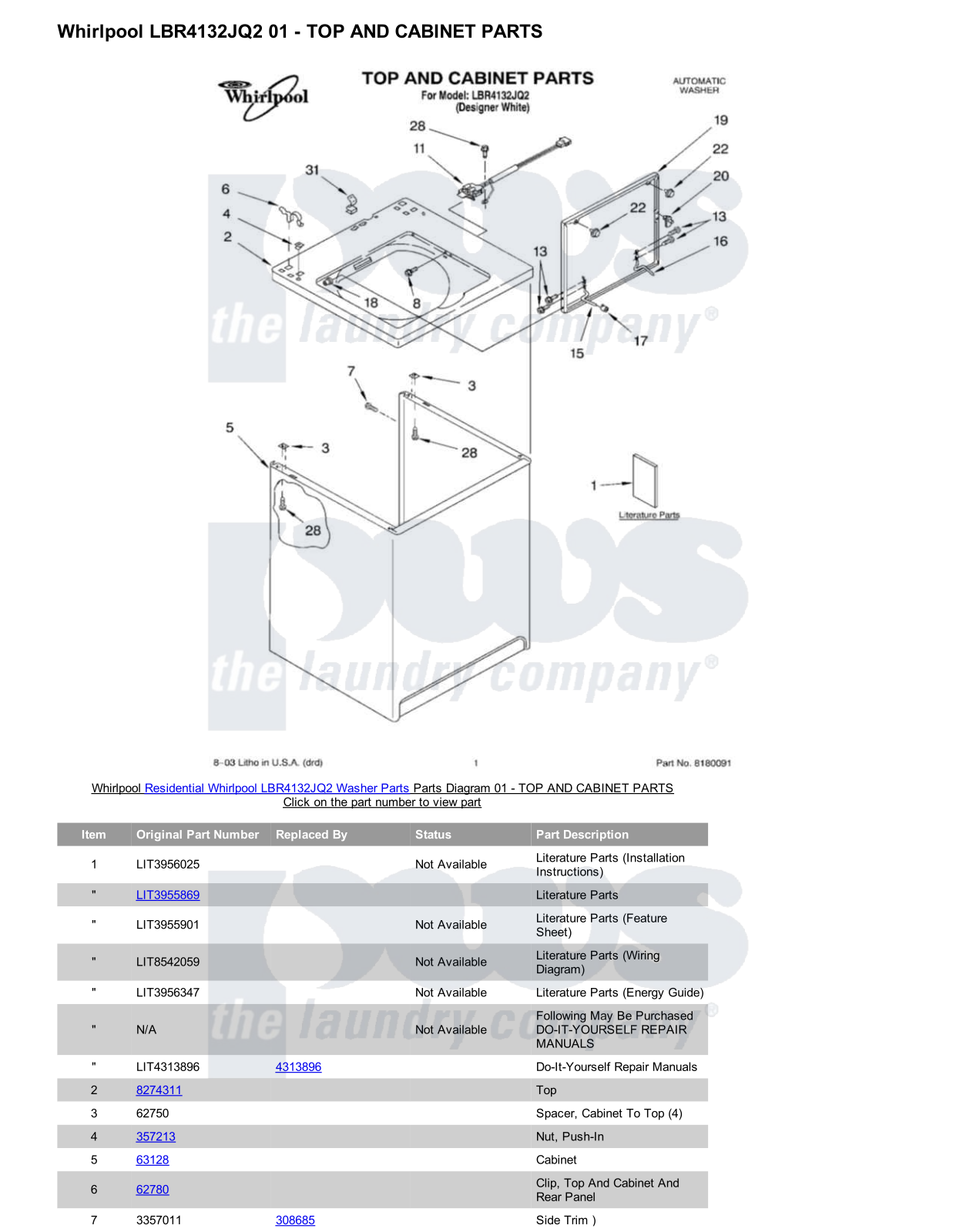 Whirlpool LBR4132JQ2 Parts Diagram