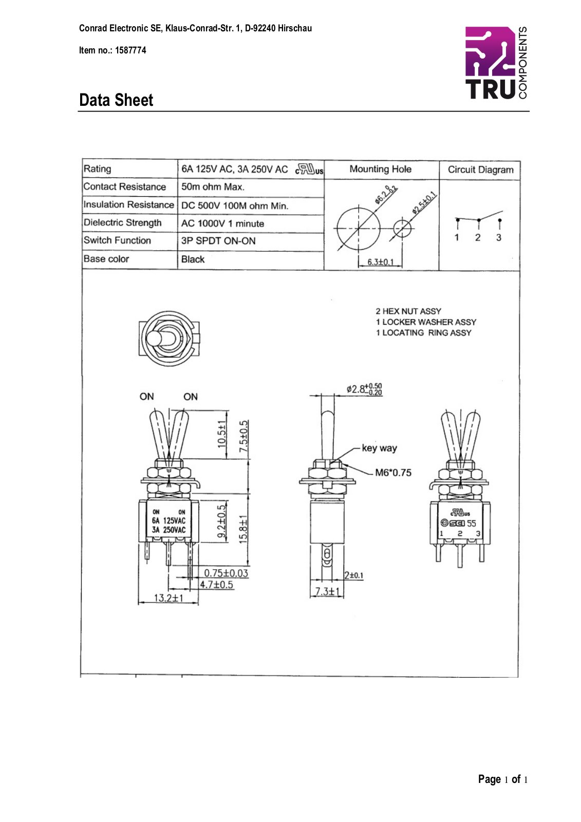 TRU COMPONENTS 1587774 Data Sheet