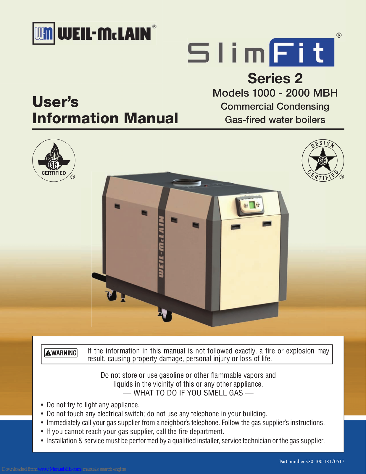 Weil-McLain SlimFit 1000, SlimFit 2000, SlimFit 1500 User's Information Manual