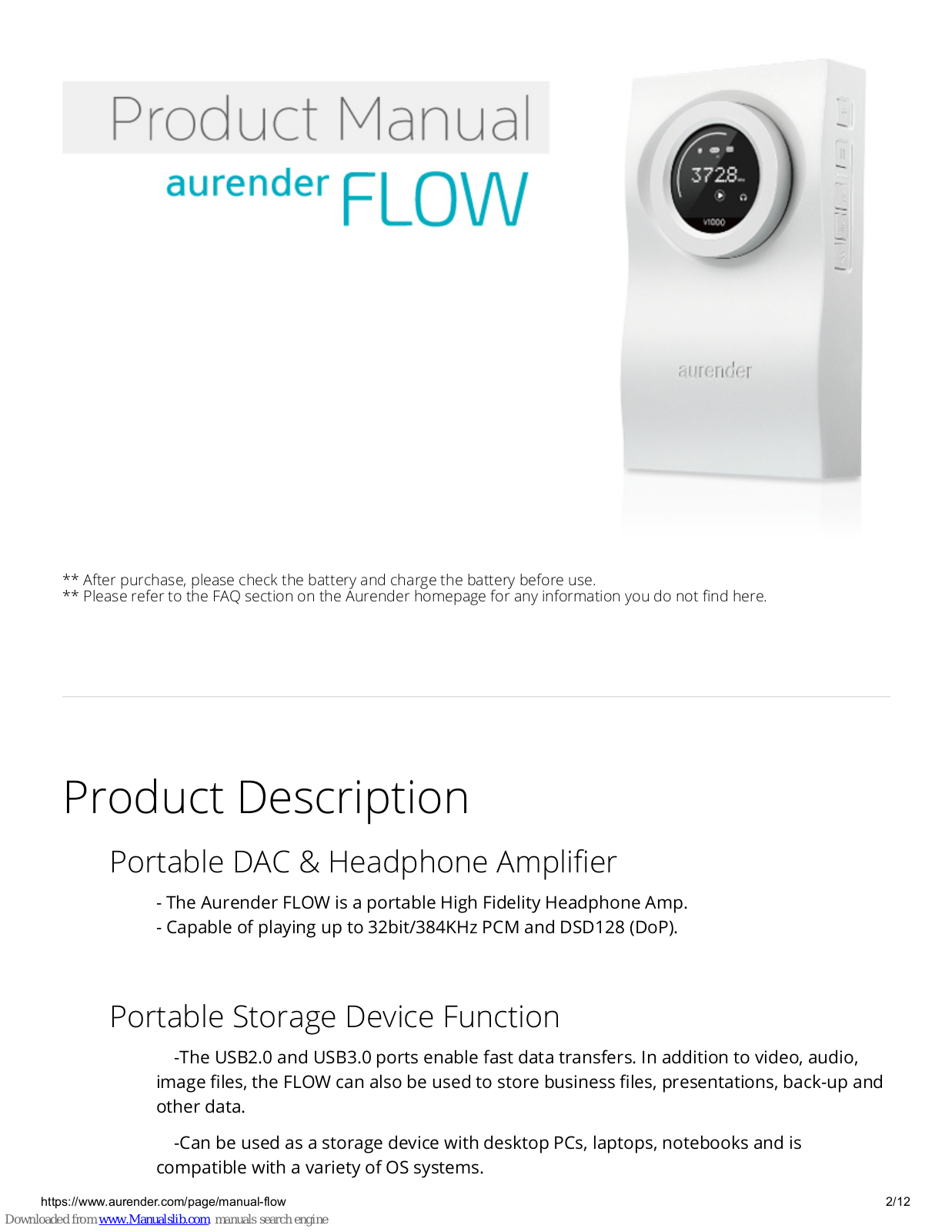 Aurender FLOW V1000 Product Manual