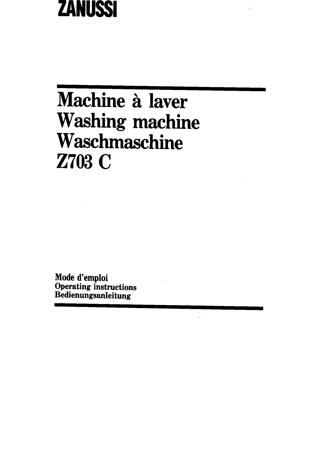 Zanussi Z703C User Manual