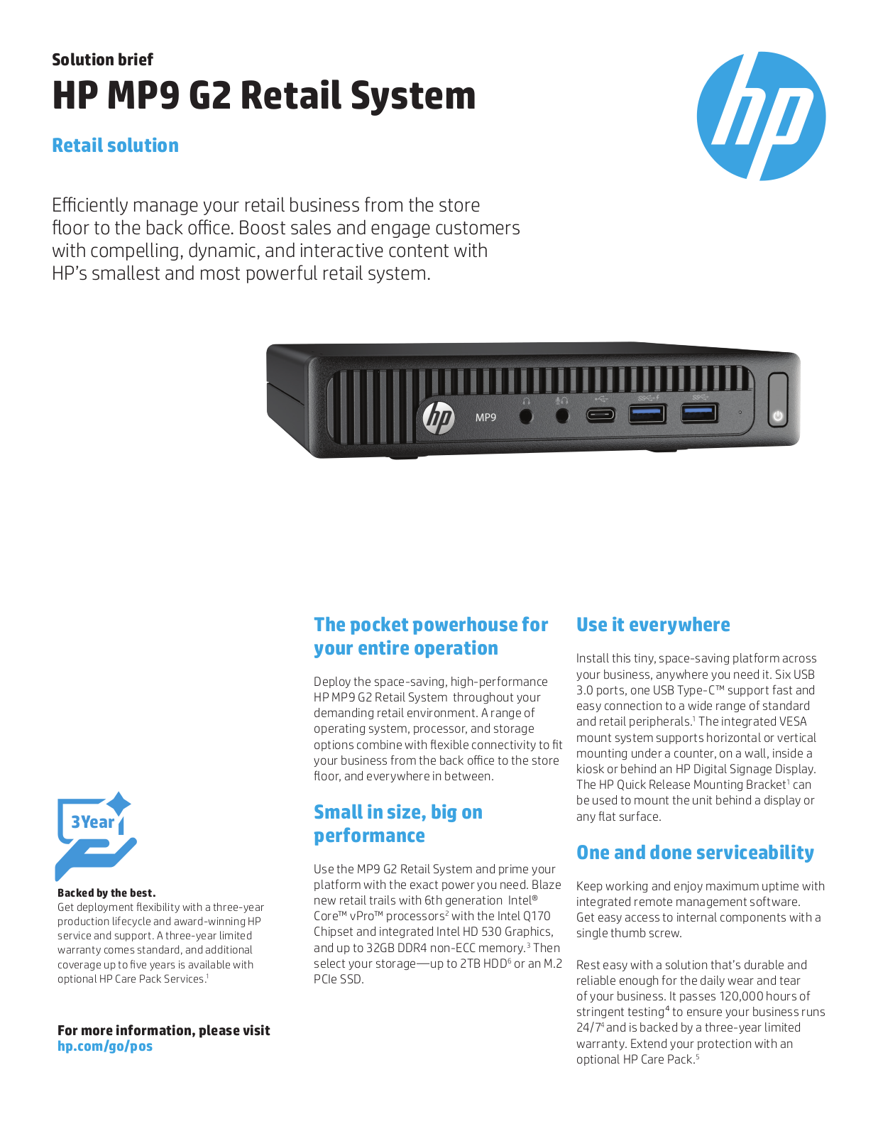 Hewlett Packard T9B78EA Product Data Sheet