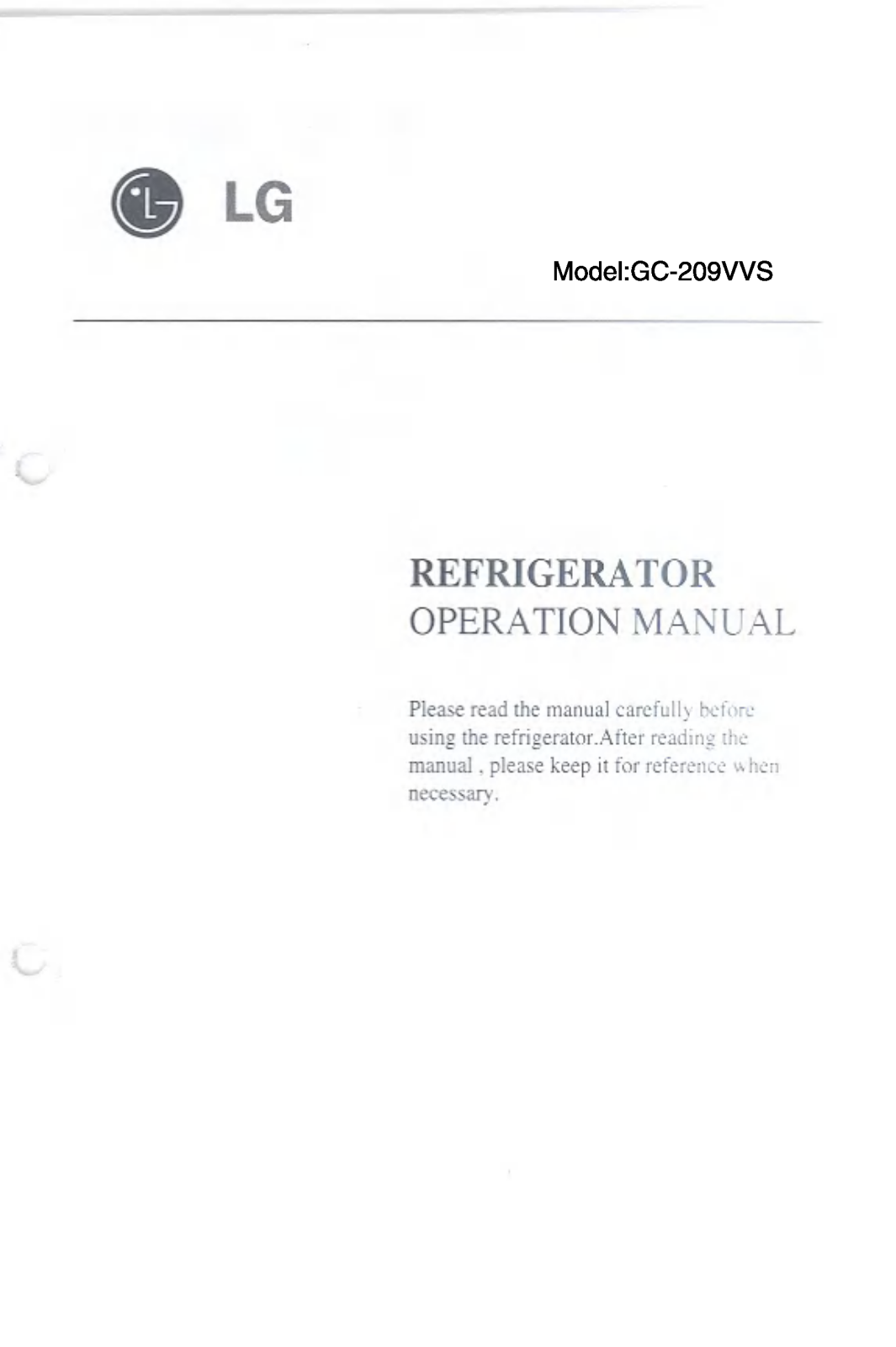 LG GC-209VVS Owner’s Manual