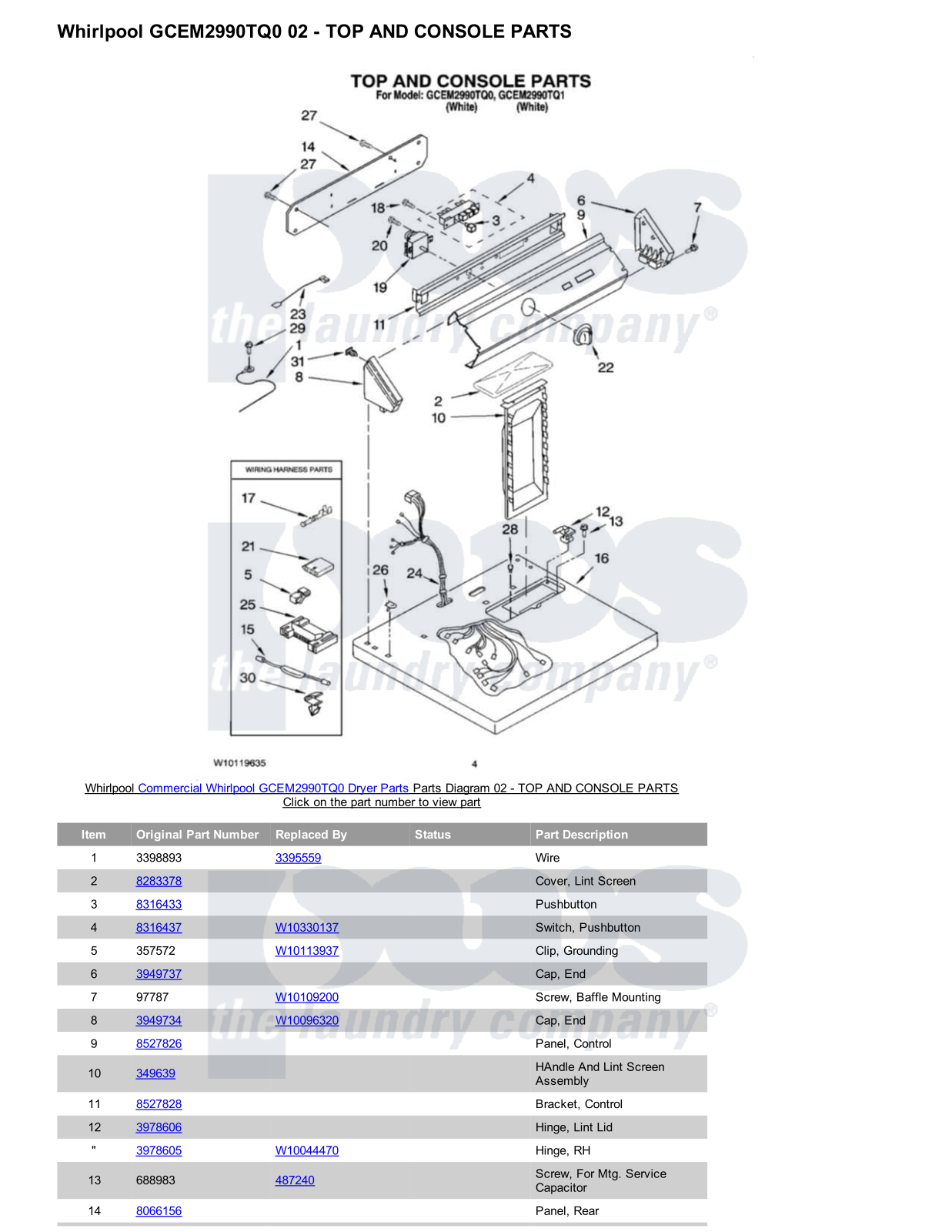 Whirlpool GCEM2990TQ0 Parts Diagram