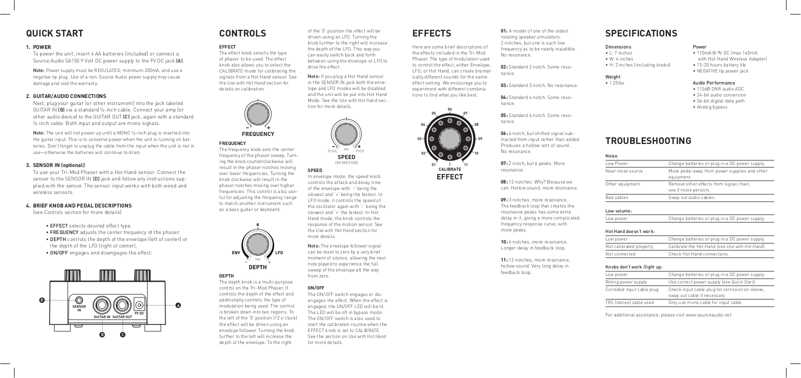 Source Audio Soundblox Tri-Mod Phaser User Manual