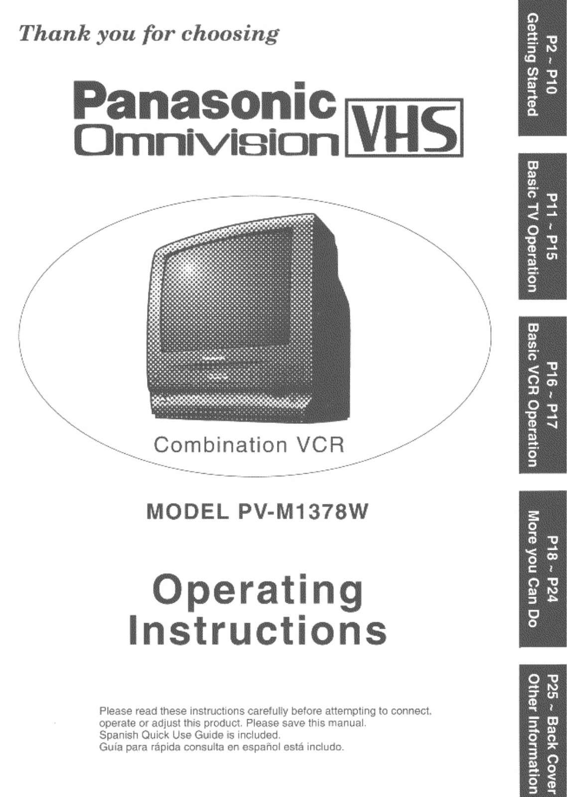 Panasonic PV-M1378W User Manual