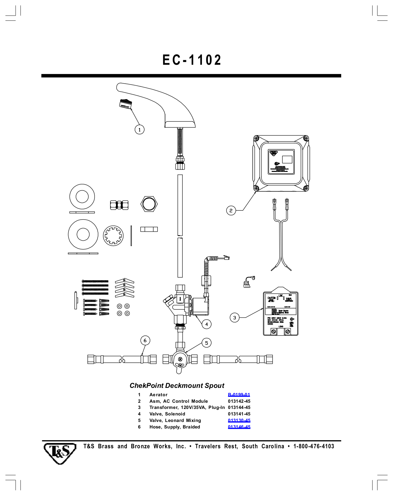 T&S Brass EC-1102 Parts Manual