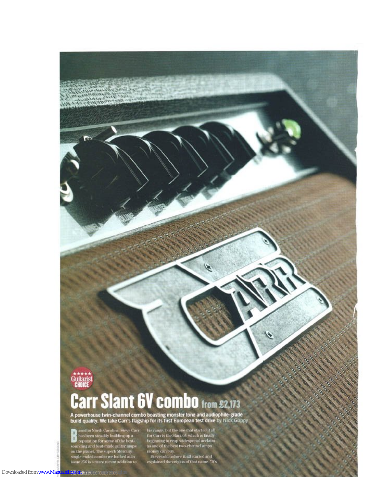 Carr Slant 6V combo Quick Manual