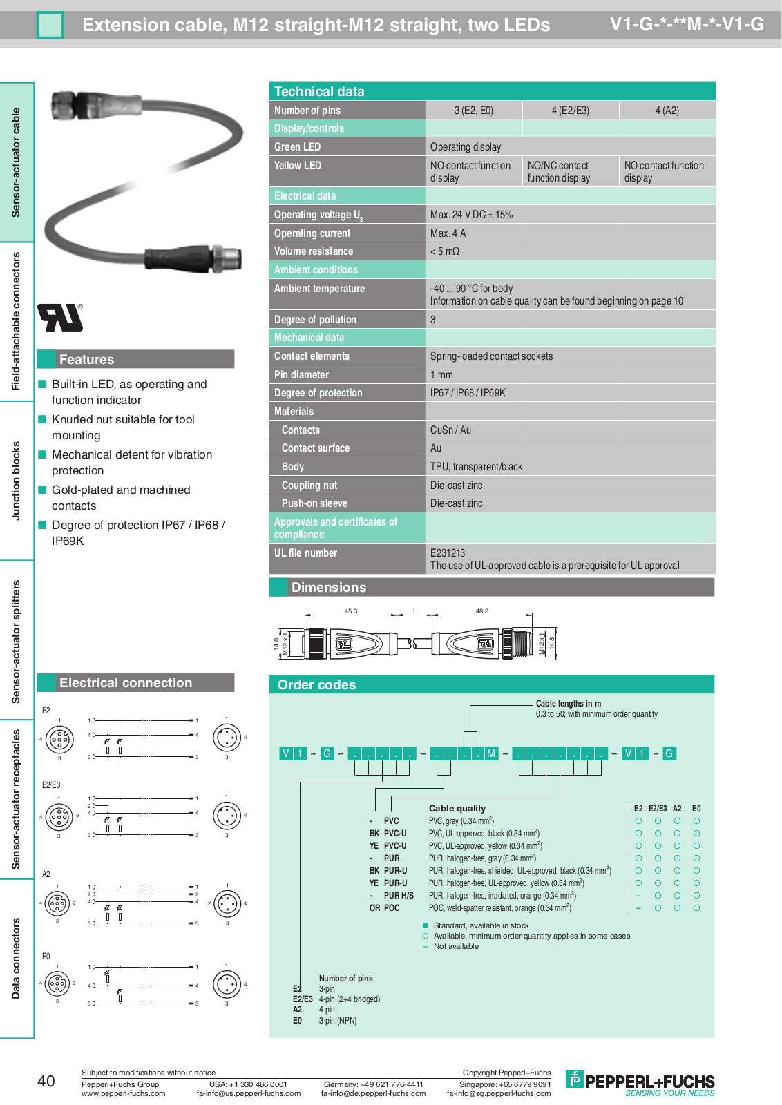 Pepperl Fuchs V1-G-*-**M-*-V1-G Data Sheet