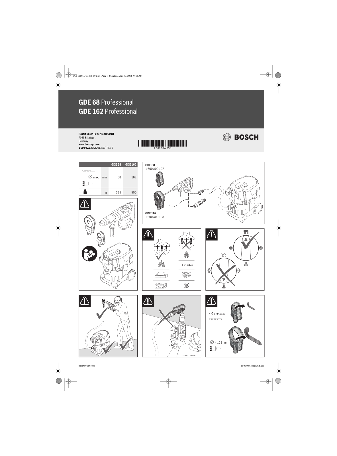 Bosch GDE 68, GDE 162 User Manual