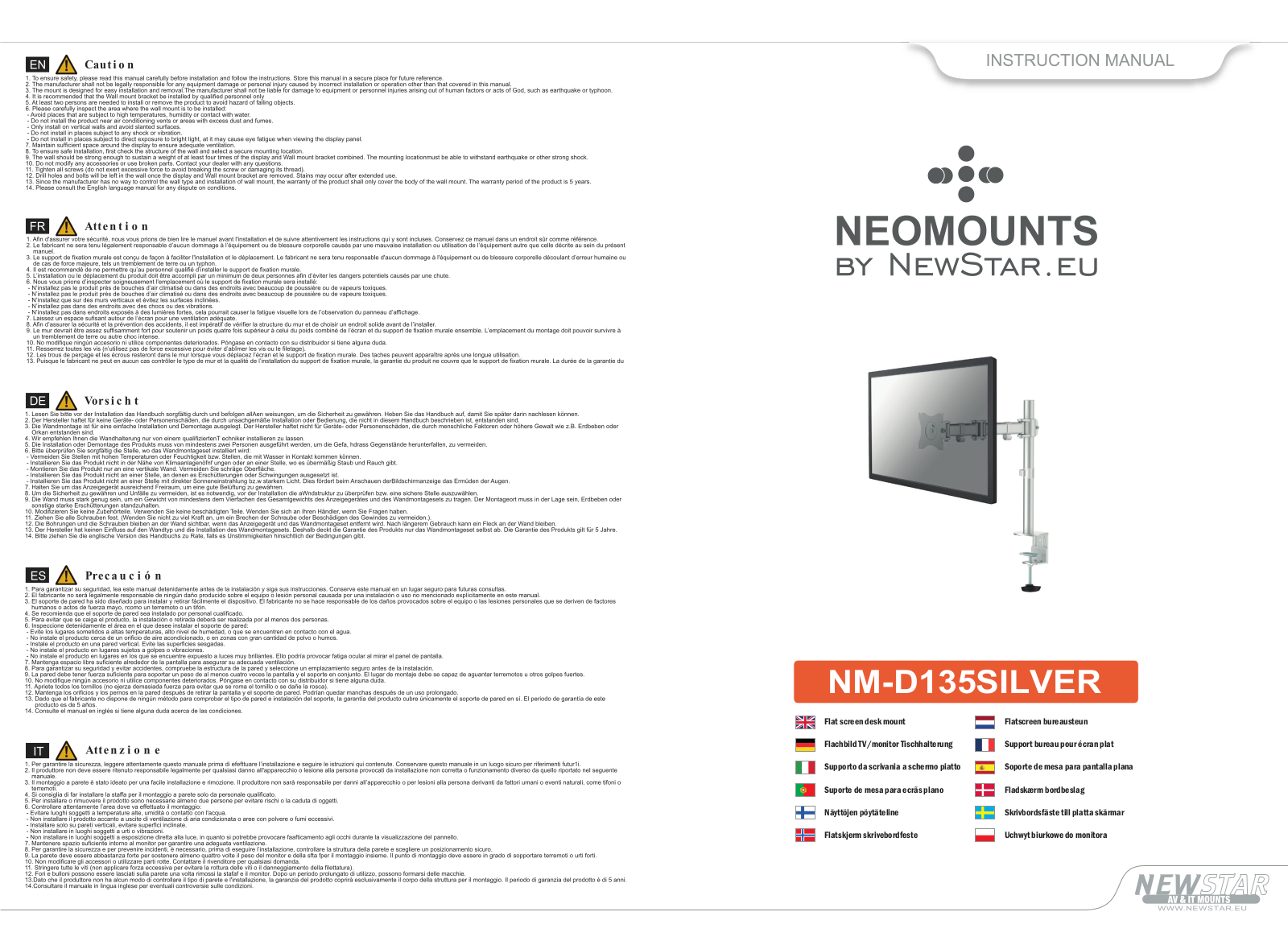 Newstar NM-D135SILVER User Manual