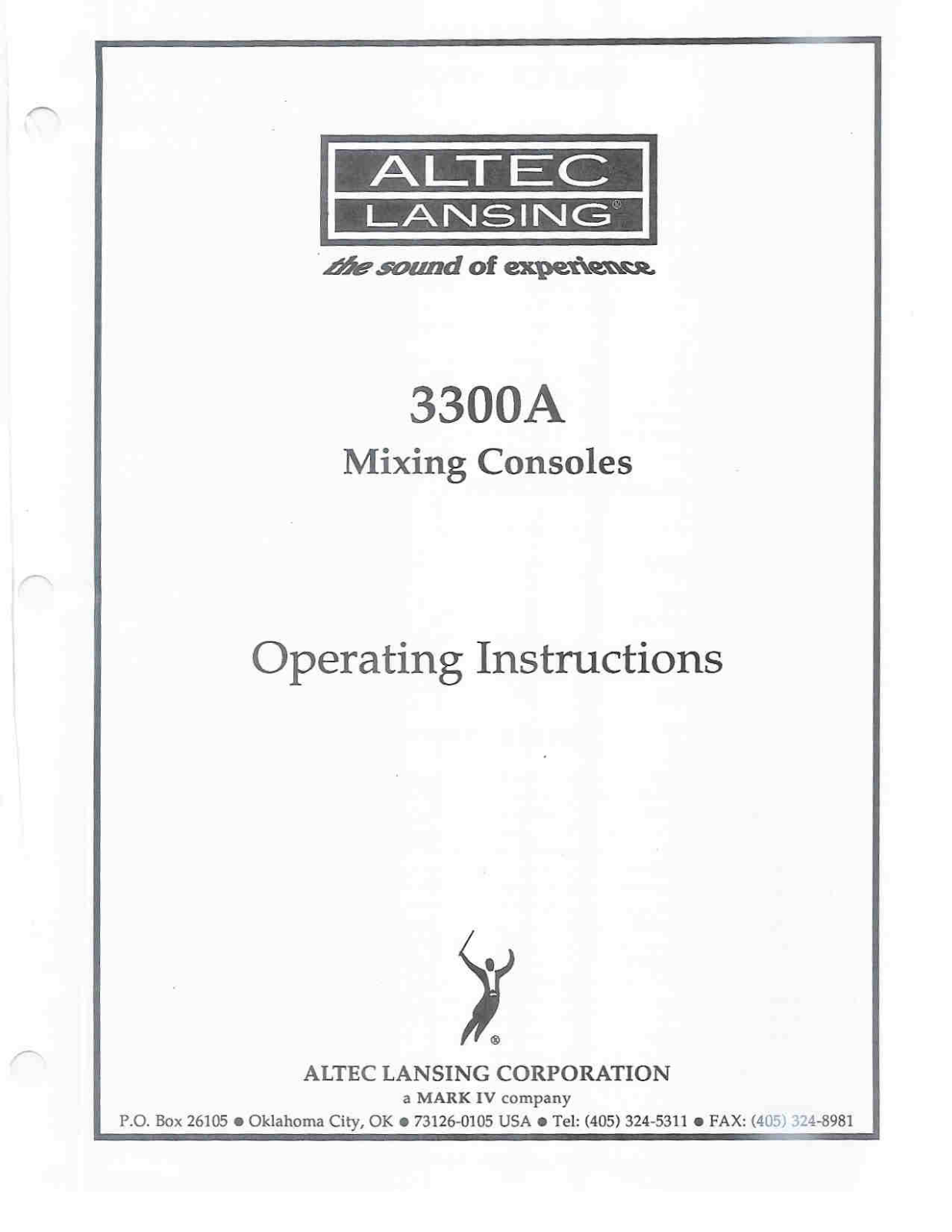 Altec Lansing 3300A User Manual