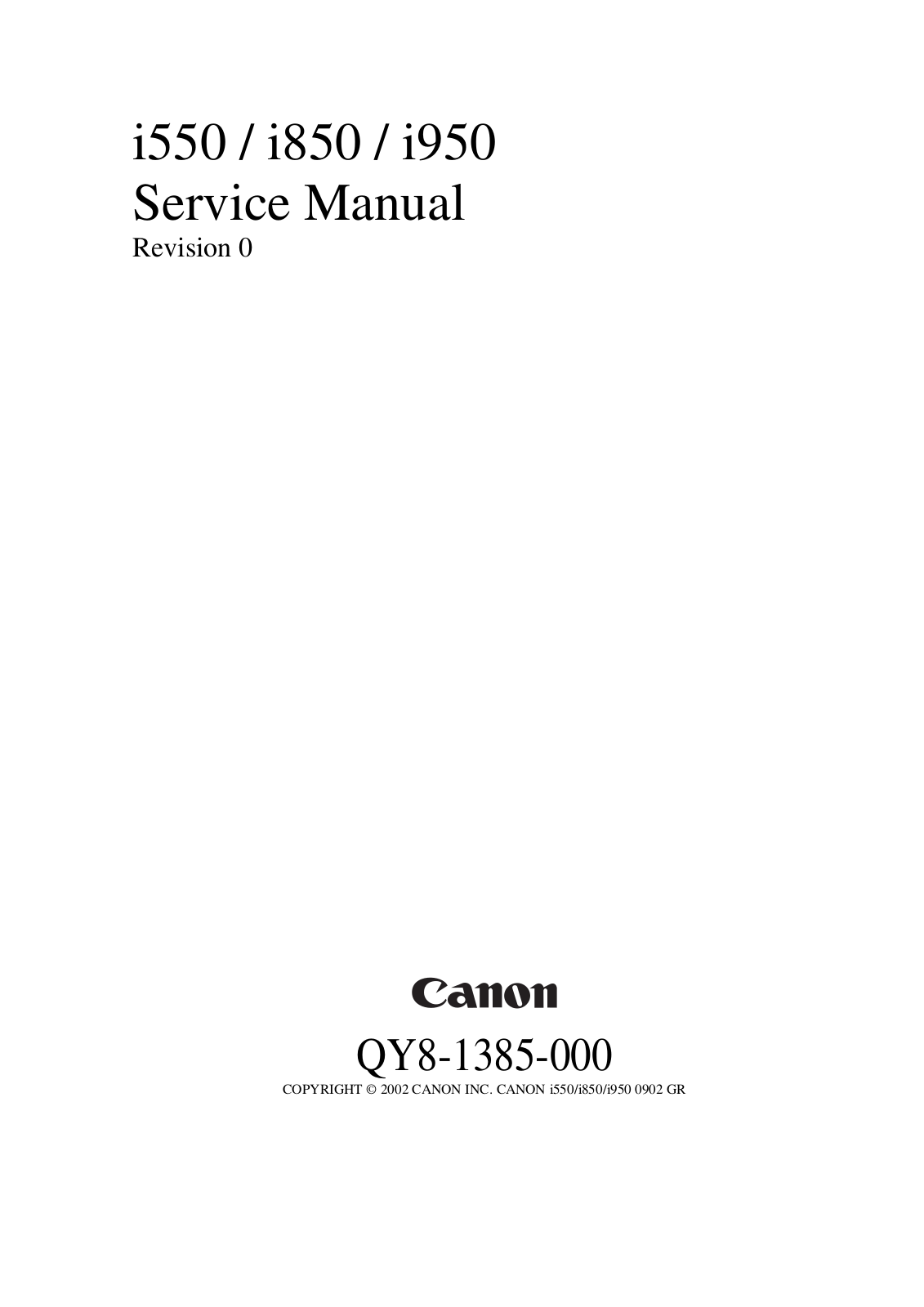 Canon i550, i850, i950 Service Manual